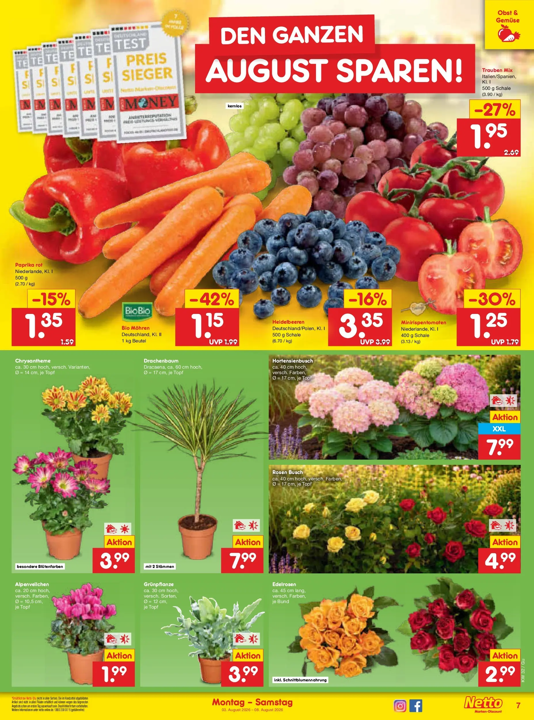 Netto Marken-Discount Prospekt Machern (ab 03.08.2026) » Angebote | Seite: 11 | Produkte: Paprika rot, Mohren, Paprika, Obst
