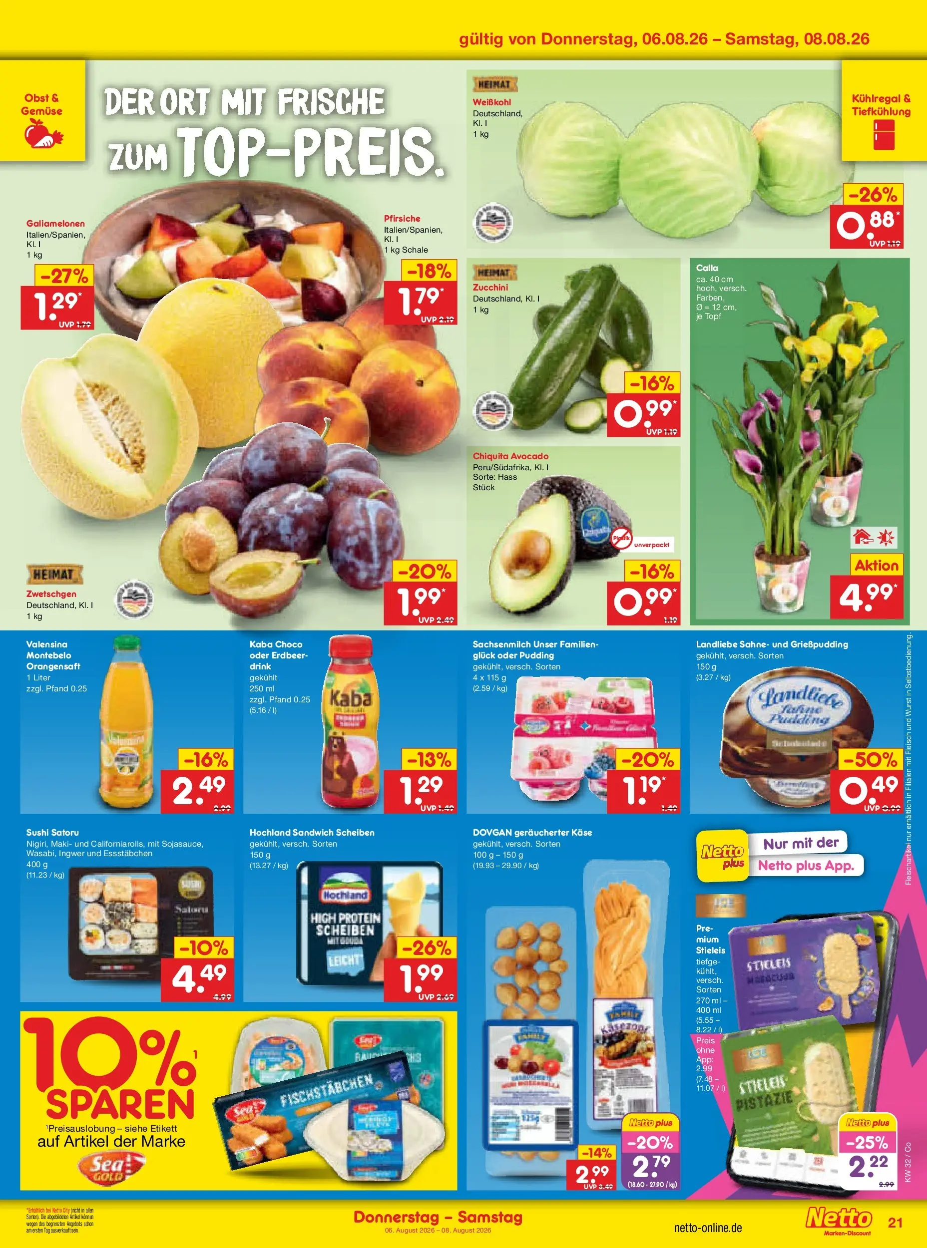 Netto Marken-Discount Prospekt Leipzig (ab 03.08.2026) » Angebote | Seite: 39 | Produkte: Zwetschgen, Pudding, Obst, Fleisch
