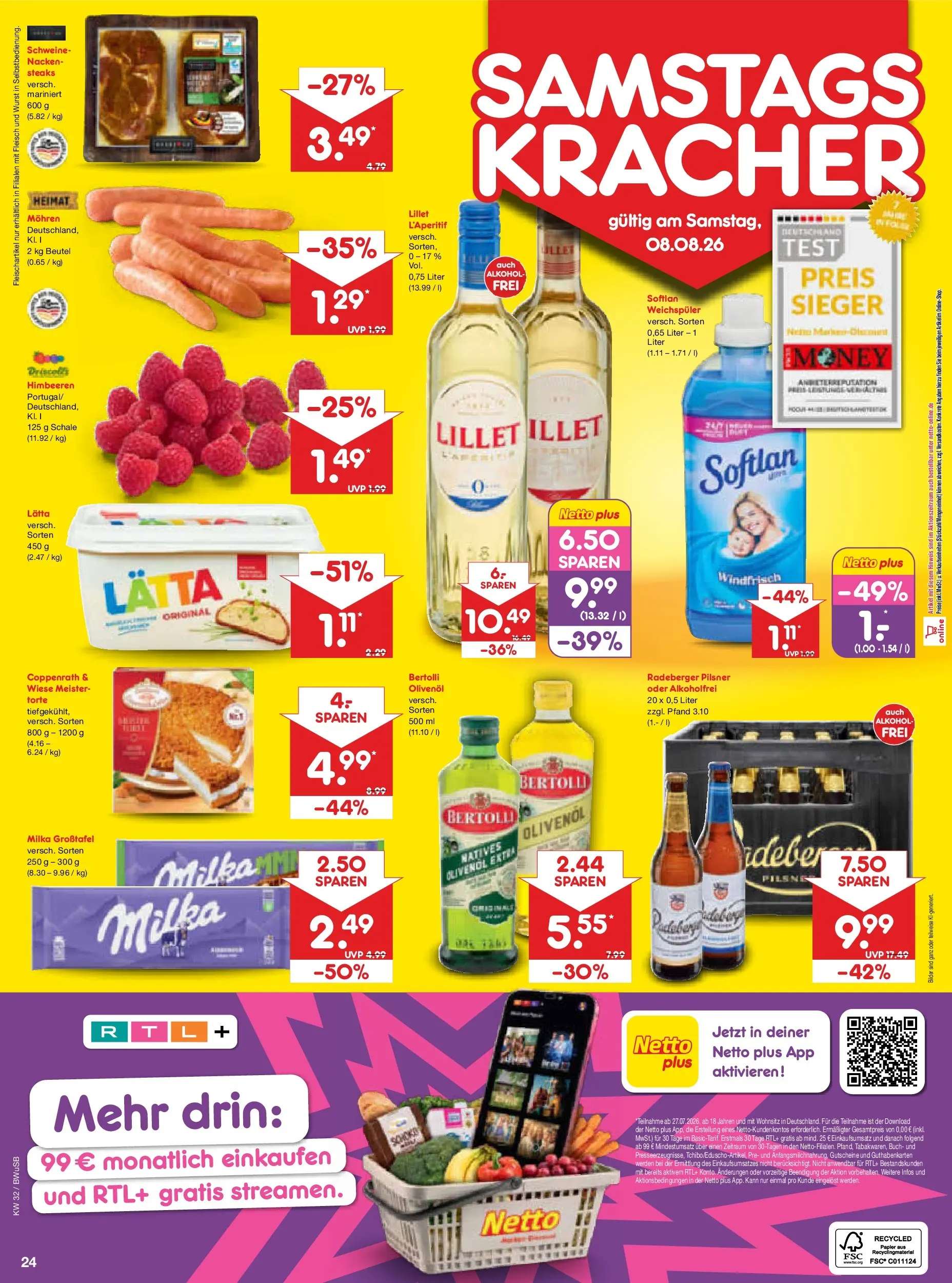 Netto Marken-Discount Prospekt Bielefeld (ab 03.08.2026) » Angebote | Seite: 42 | Produkte: Lillet, Mohren, Wurst, Radeberger pilsner