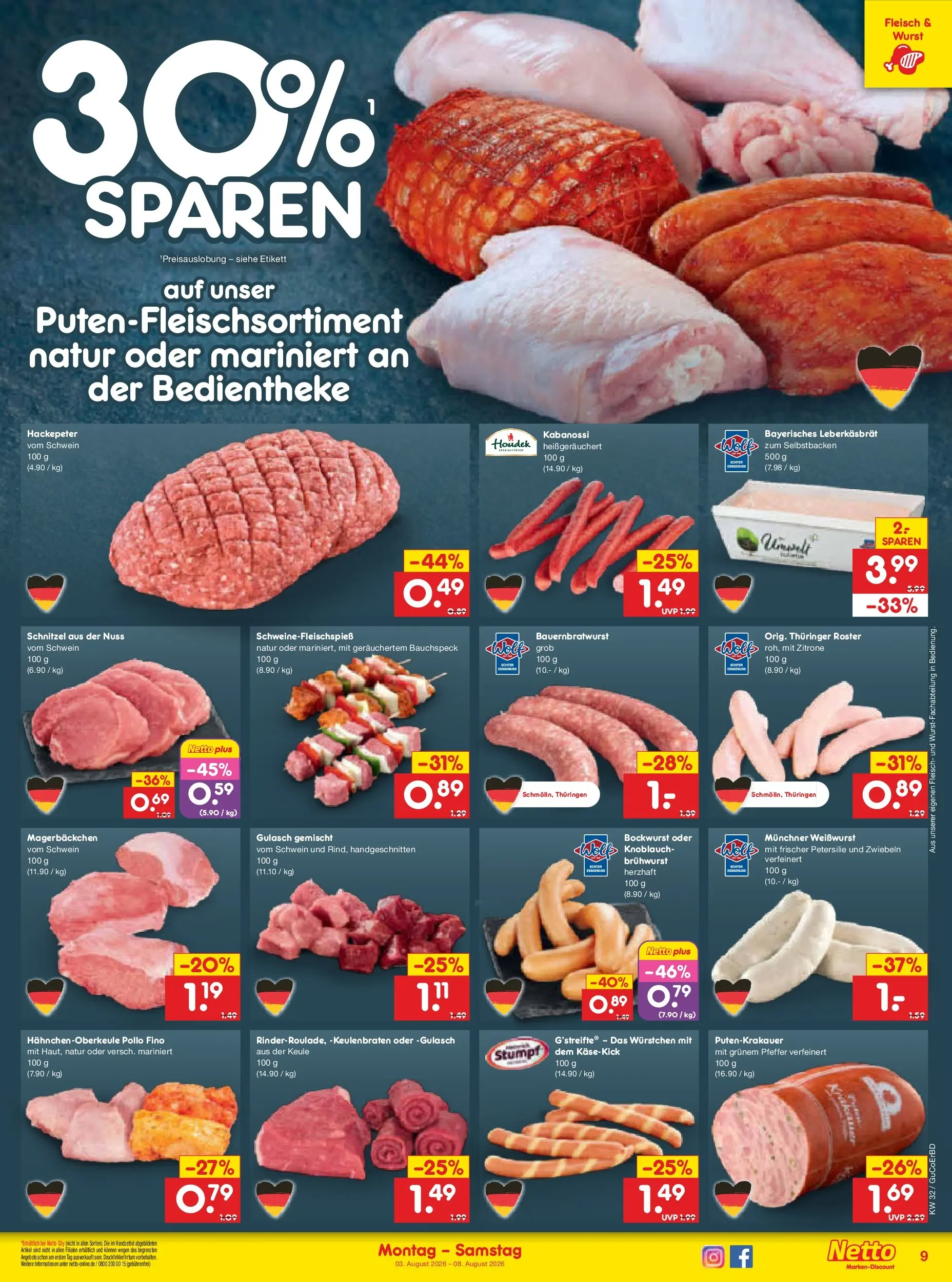 Netto Marken-Discount Prospekt Augustusburg (ab 03.08.2026) » Angebote | Seite: 19 | Produkte: Weißwurst, Schnitzel, Zwiebeln, Zitrone