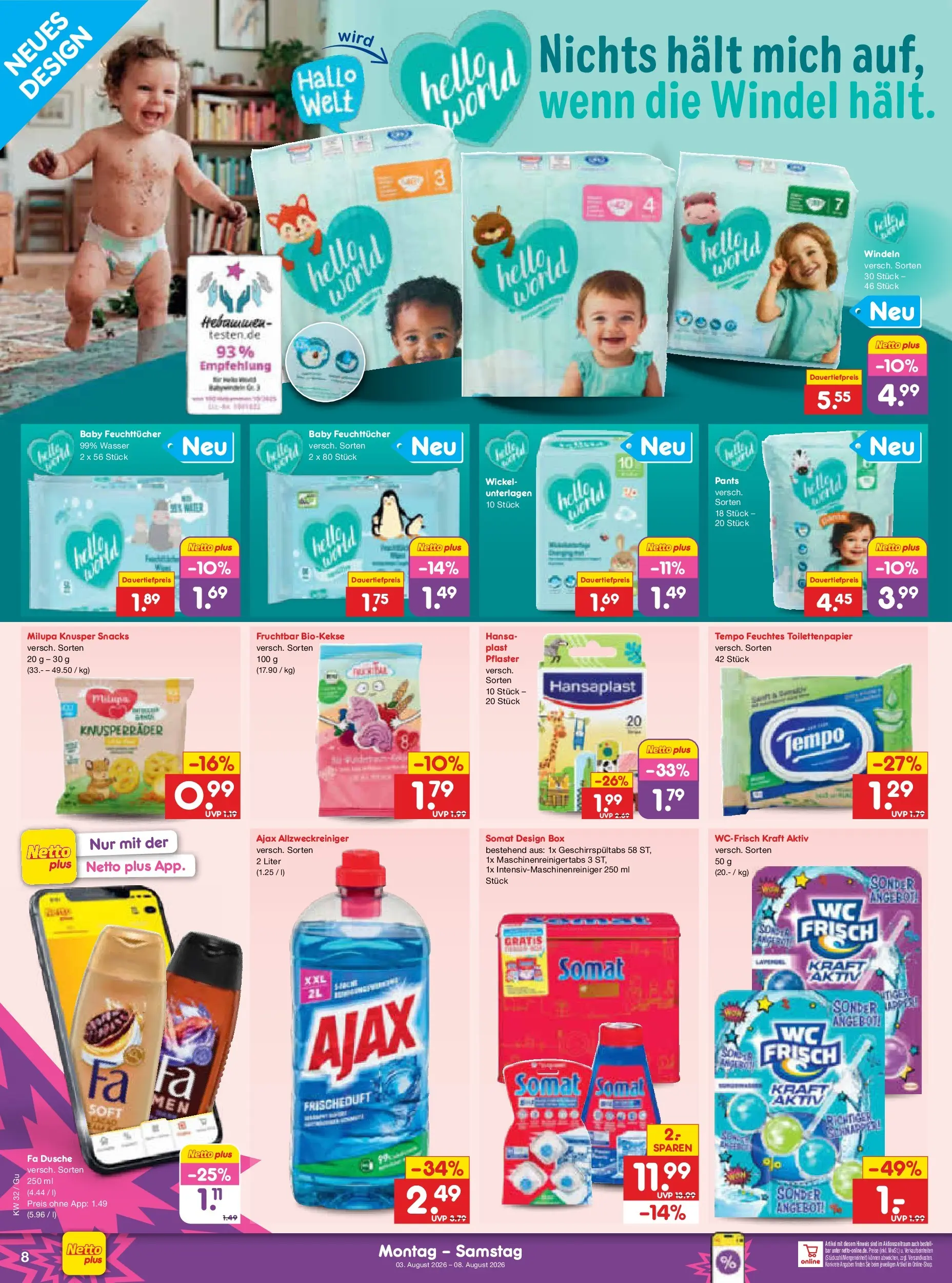 Netto Marken-Discount Prospekt Machern (ab 03.08.2026) » Angebote | Seite: 18 | Produkte: Box, Dusche, Wasser, Toilettenpapier