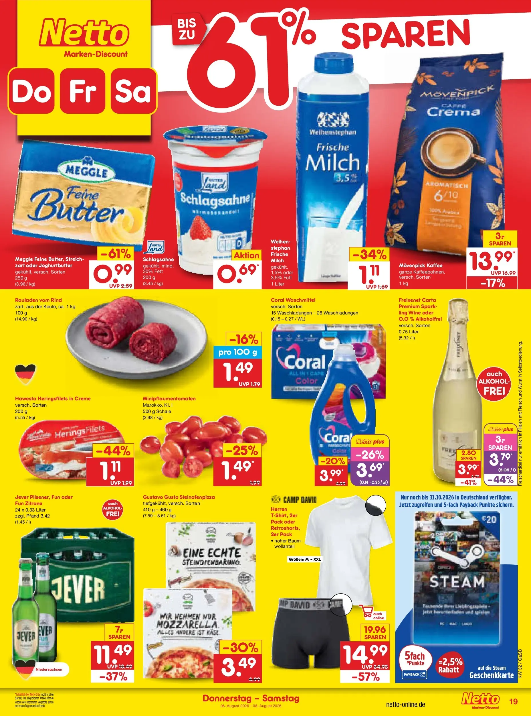 Netto Marken-Discount Prospekt Oldenburg (ab 03.08.2026) » Angebote | Seite: 37 | Produkte: Milch, Käse, Creme, Movenpick kaffee