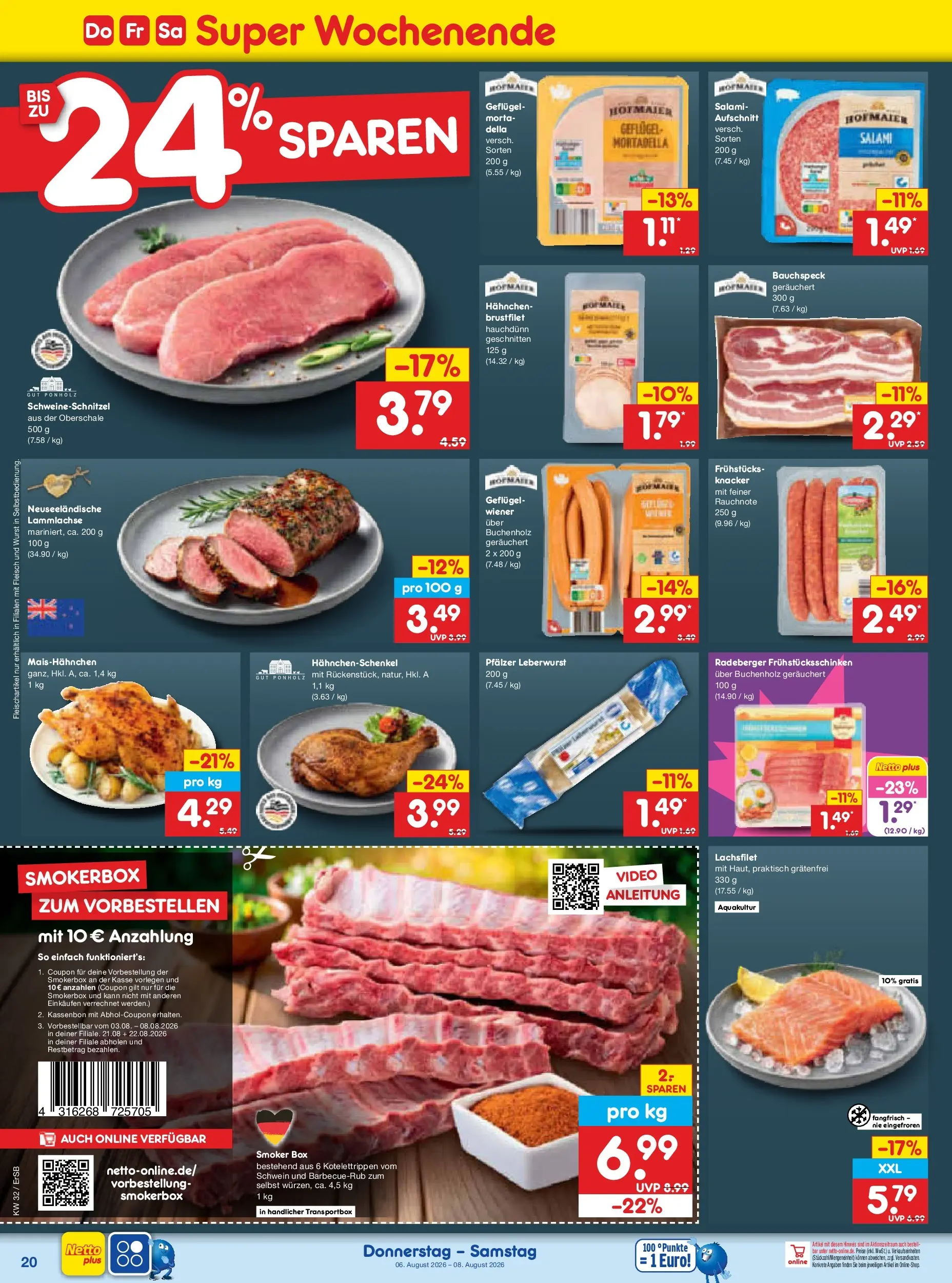 Netto Marken-Discount Prospekt Naumburg (ab 03.08.2026) » Angebote | Seite: 38 | Produkte: Box, Wurst, Fleisch, Video