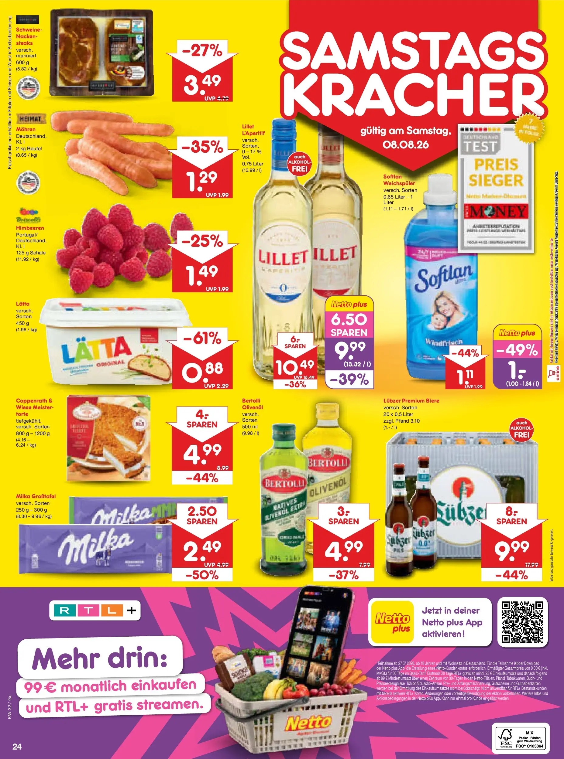 Netto Marken-Discount Prospekt Machern (ab 03.08.2026) » Angebote | Seite: 42 | Produkte: Milka, Mohren, Bilder, Lubzer