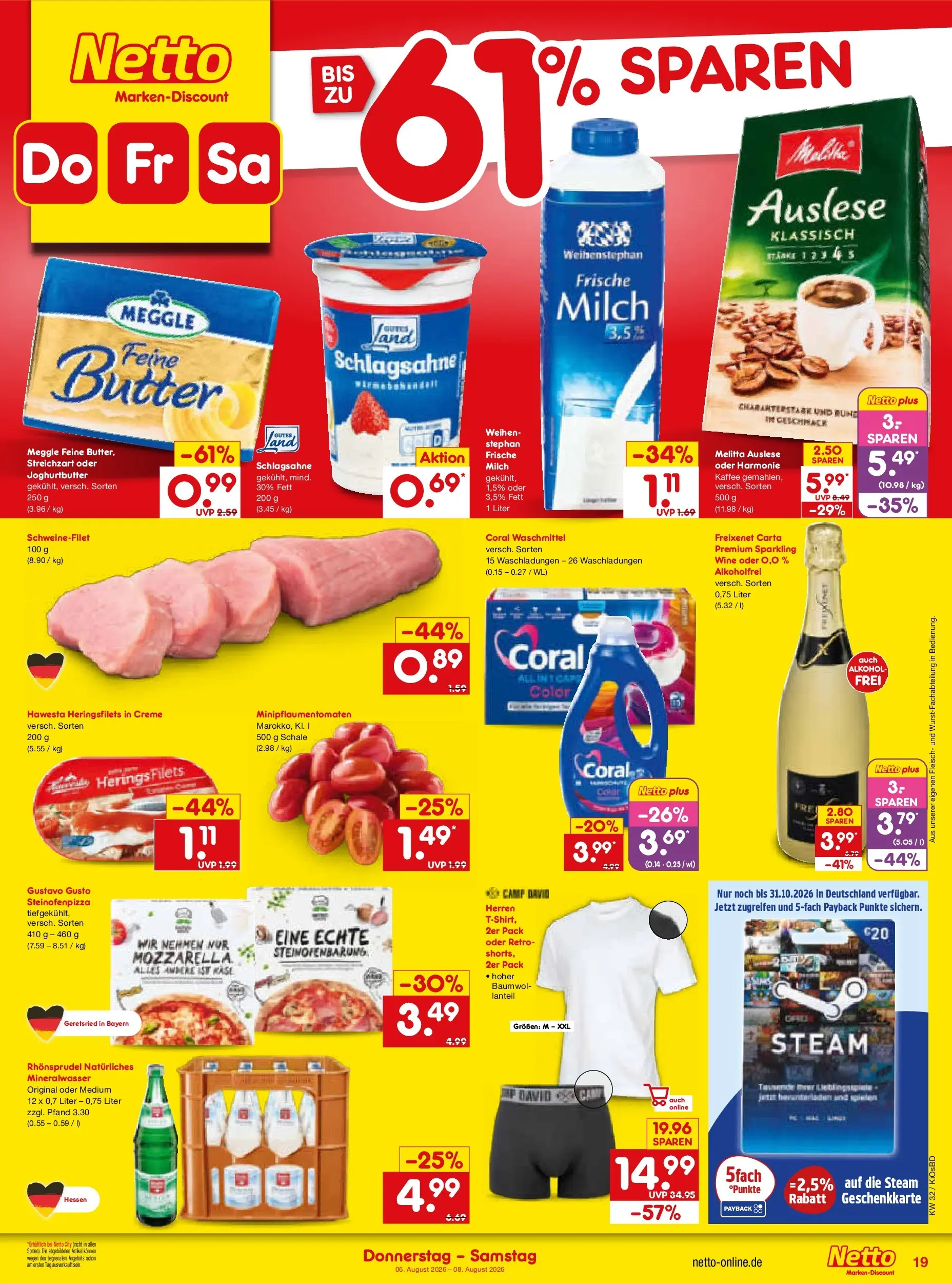 Netto Marken-Discount Prospekt Mistelbach (ab 03.08.2026) » Angebote | Seite: 37 | Produkte: Melitta, Butter, Coral, Creme