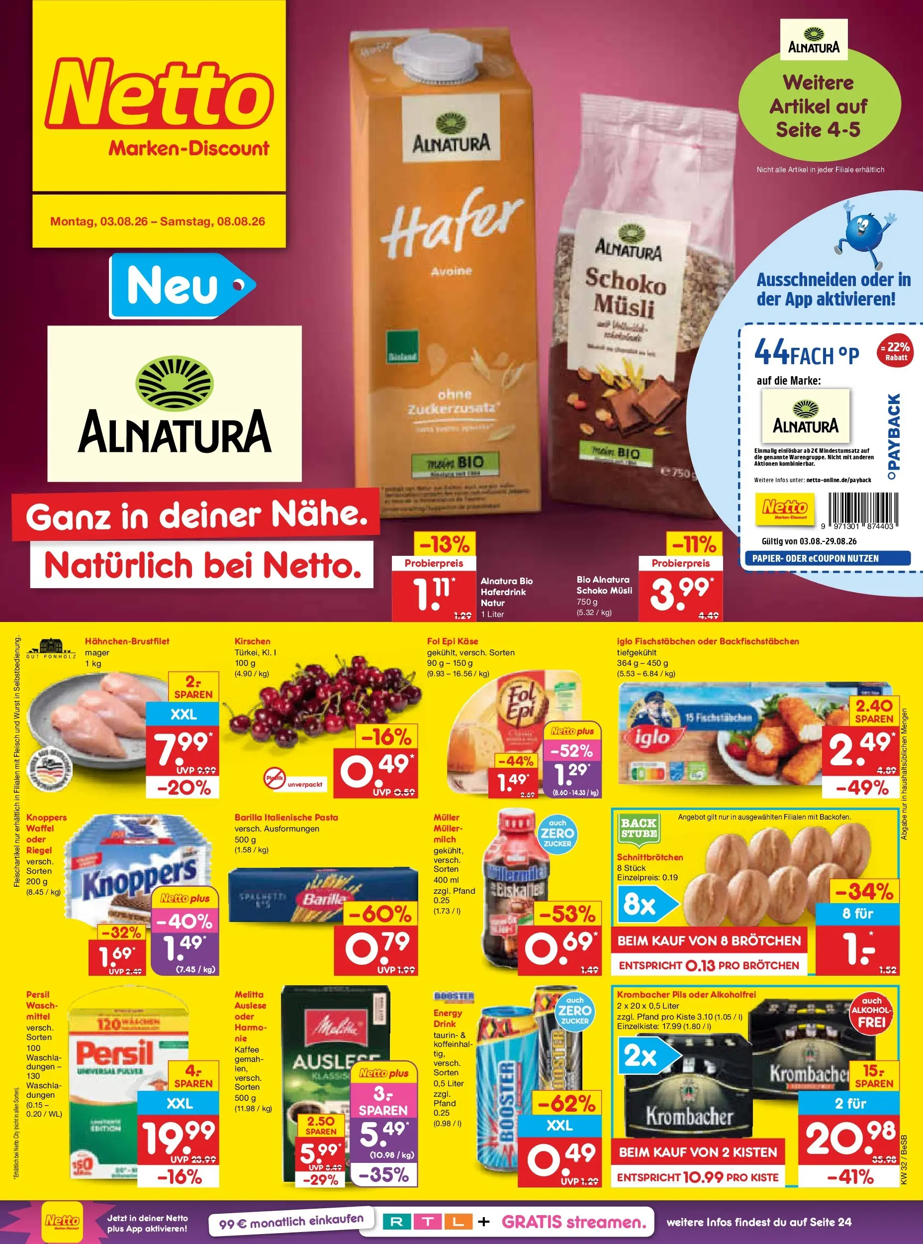 Netto Marken-Discount Prospekt Berlin-Prenzlauer Berg (ab 03.08.2026) » Angebote | Seite: 1 | Produkte: Melitta, Energy, Pils, Zucker