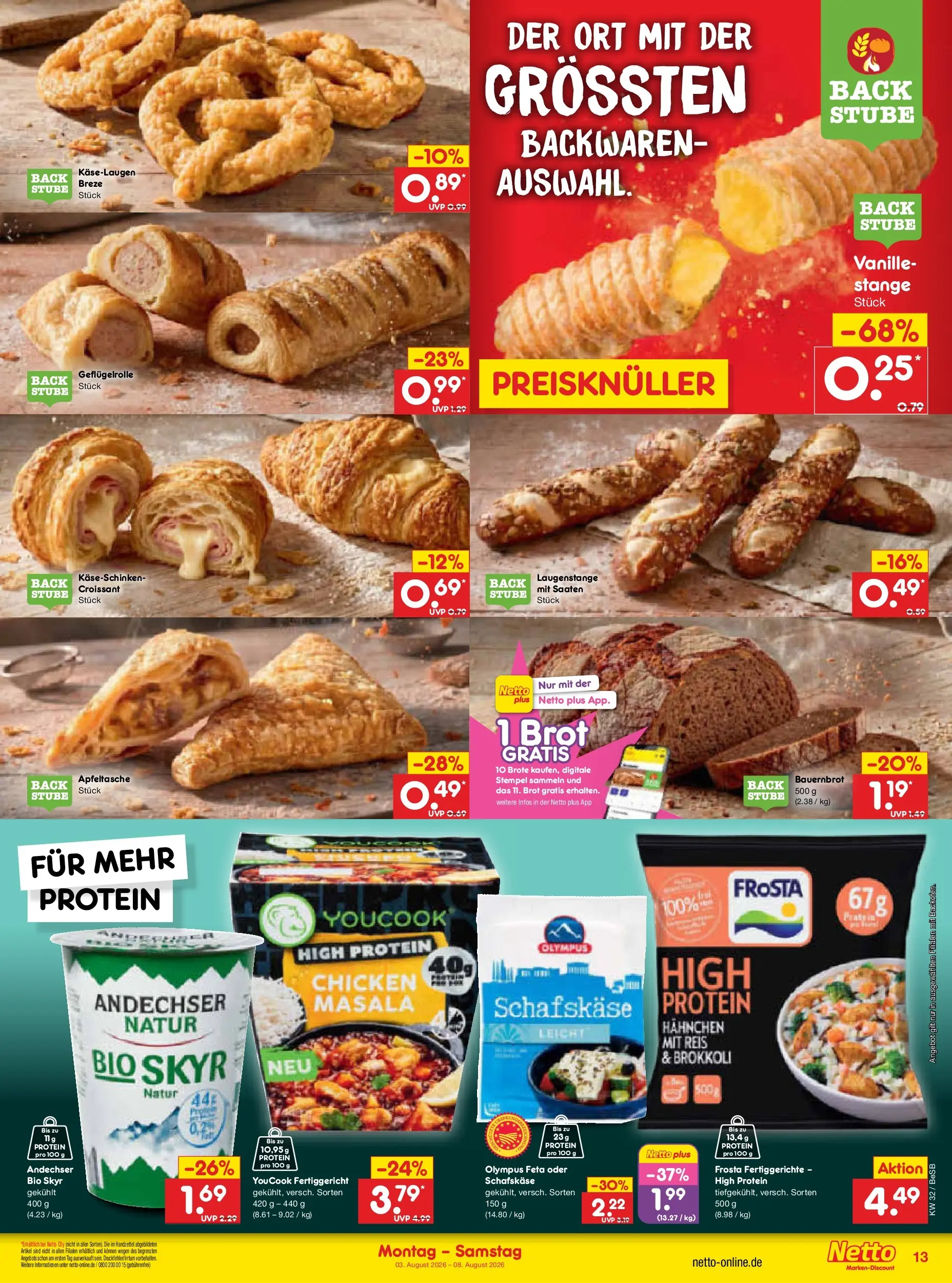 Netto Marken-Discount Prospekt Berlin-Prenzlauer Berg (ab 03.08.2026) » Angebote | Seite: 27 | Produkte: Croissant, Brokkoli, Fertiggerichte, Brot