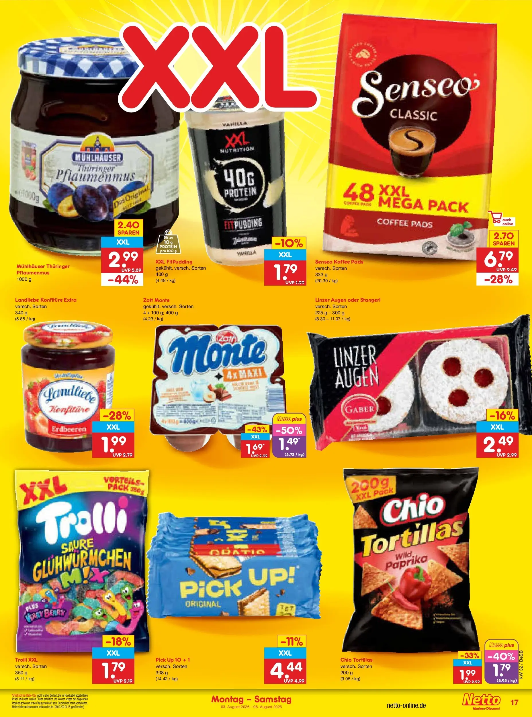 Netto Marken-Discount Prospekt Berlin-Prenzlauer Berg (ab 03.08.2026) » Angebote | Seite: 33 | Produkte: Senseo, Paprika, Chio tortillas, Erdbeeren