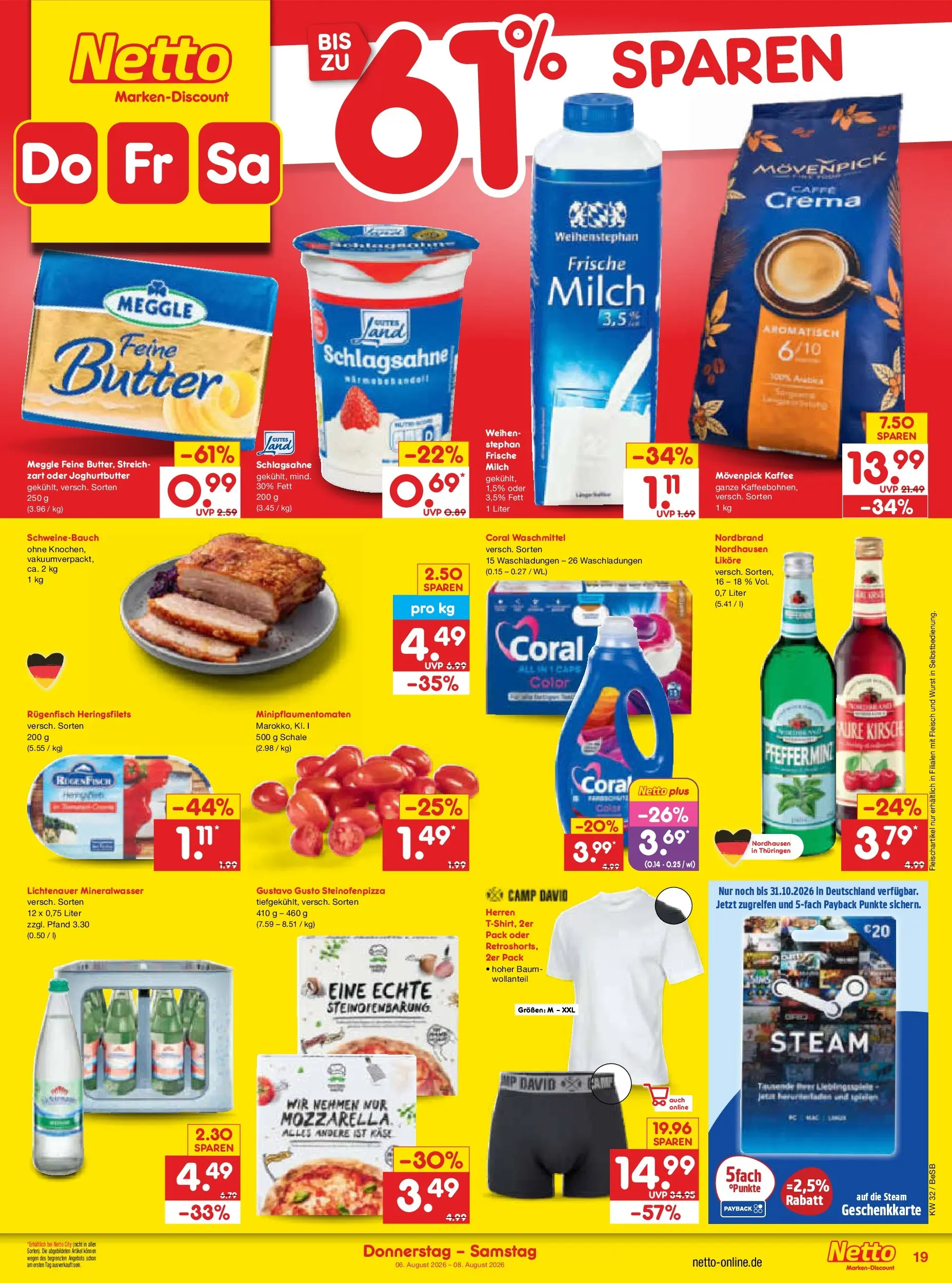 Netto Marken-Discount Prospekt Berlin-Prenzlauer Berg (ab 03.08.2026) » Angebote | Seite: 37 | Produkte: Schlagsahne, Käse, Kaffee, Waschmittel