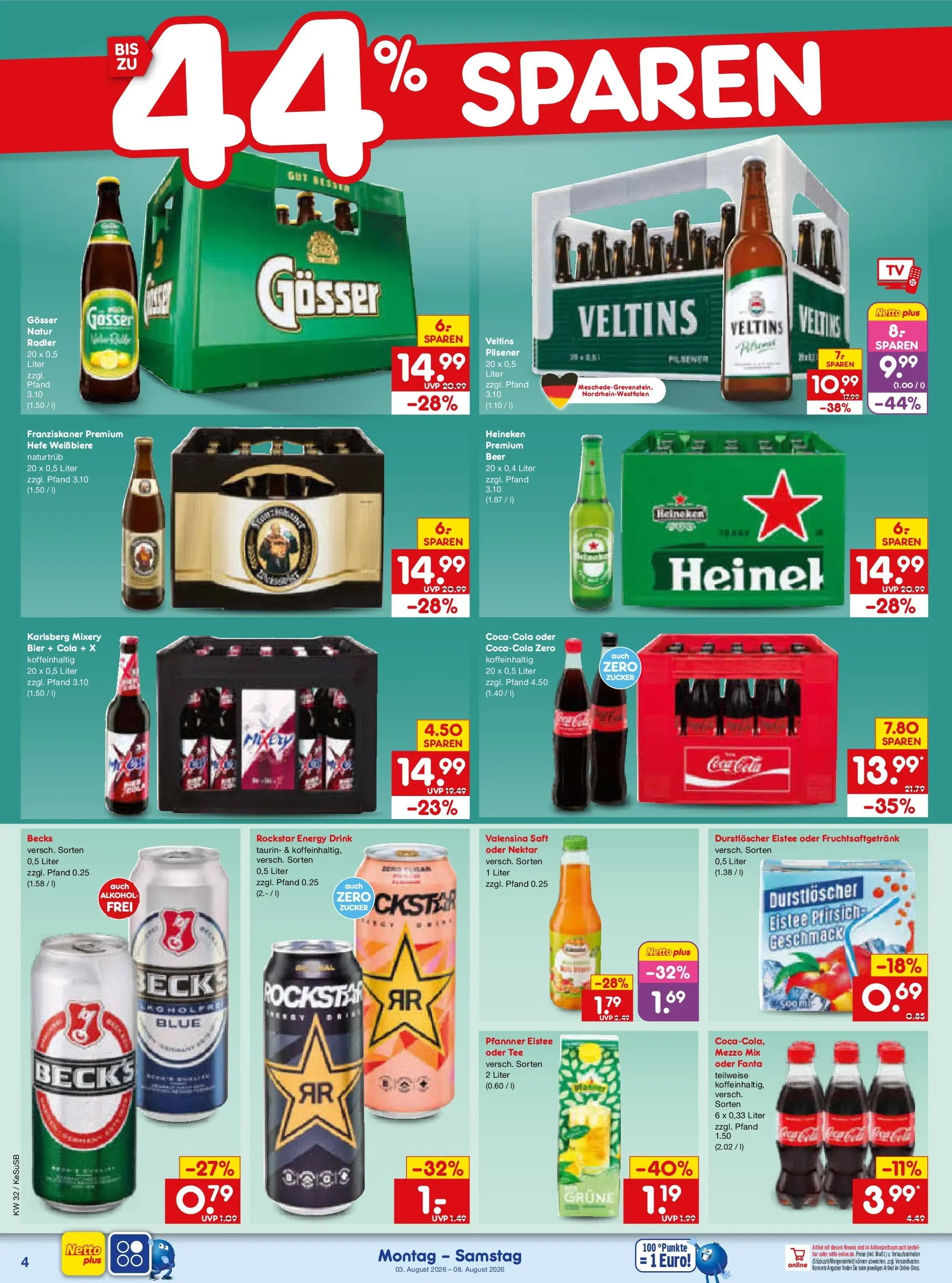 Netto Marken-Discount Prospekt Kruft (ab 03.08.2026) » Angebote | Seite: 8 | Produkte: Fanta, Rockstar, Zucker, Mixery