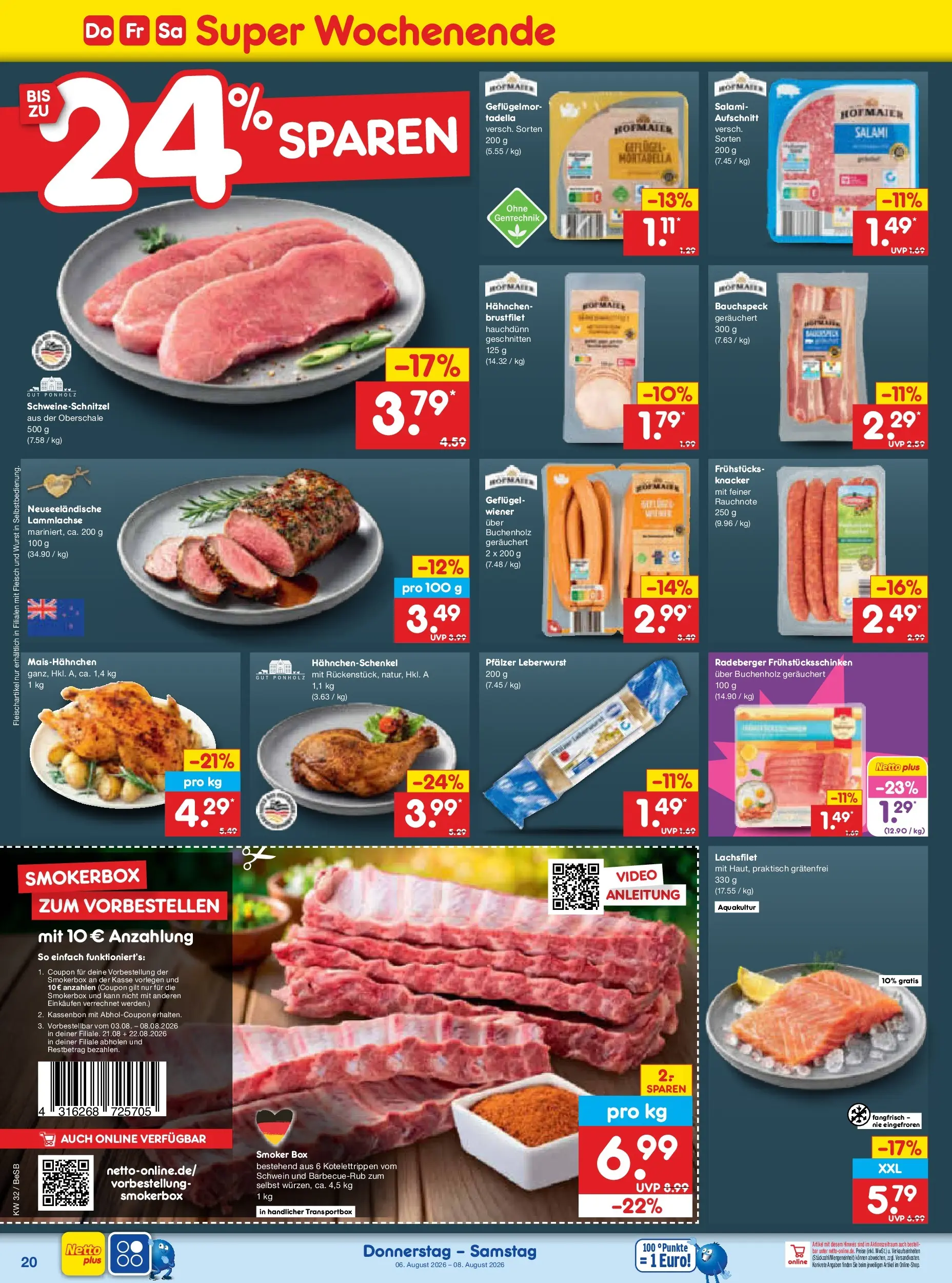 Netto Marken-Discount Prospekt Berlin-Prenzlauer Berg (ab 03.08.2026) » Angebote | Seite: 38 | Produkte: Wurst, Salami, Fleisch, Video