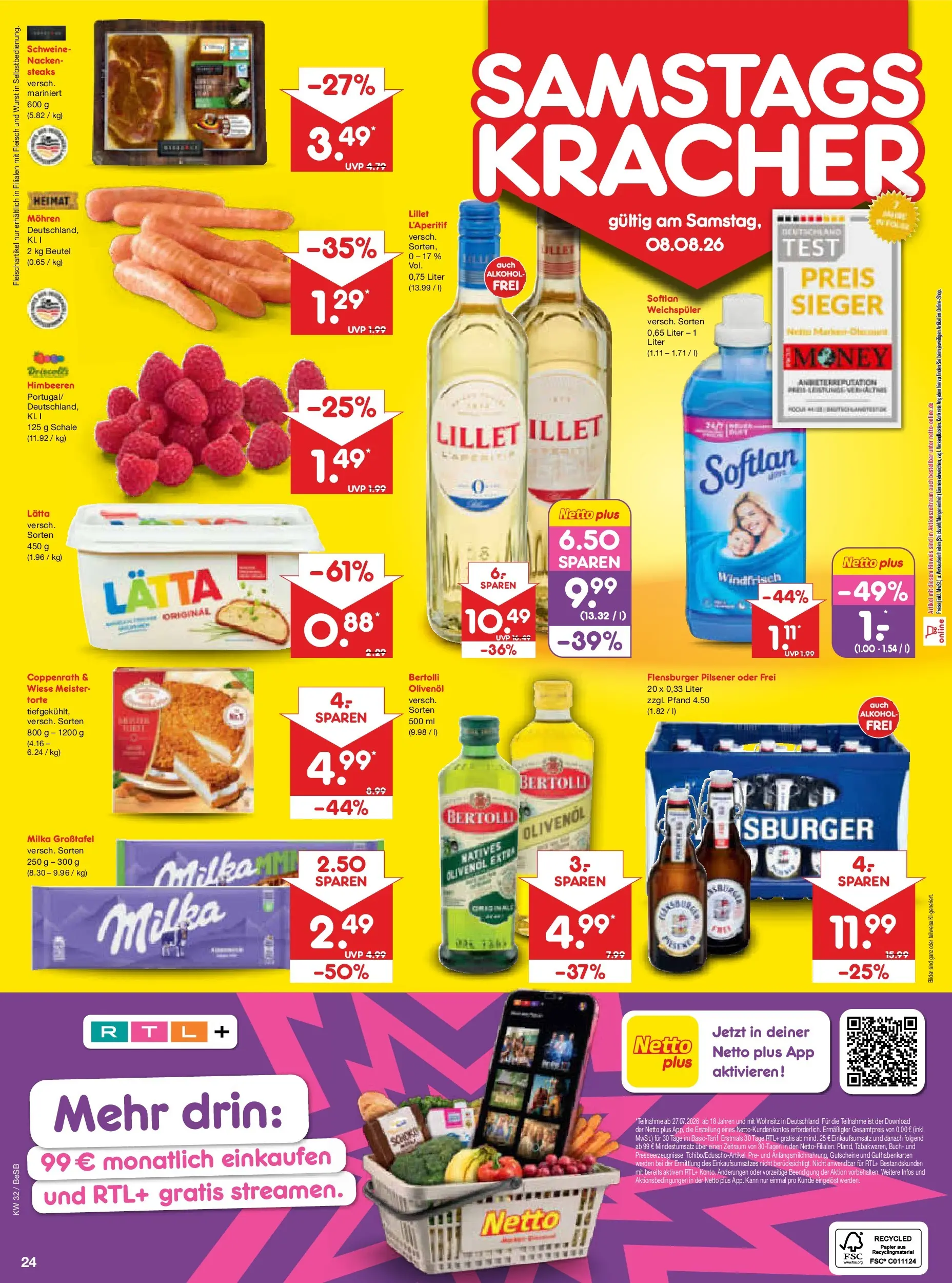 Netto Marken-Discount Prospekt Berlin-Prenzlauer Berg (ab 03.08.2026) » Angebote | Seite: 42 | Produkte: Himbeeren, Olivenol, Mohren, Flensburger