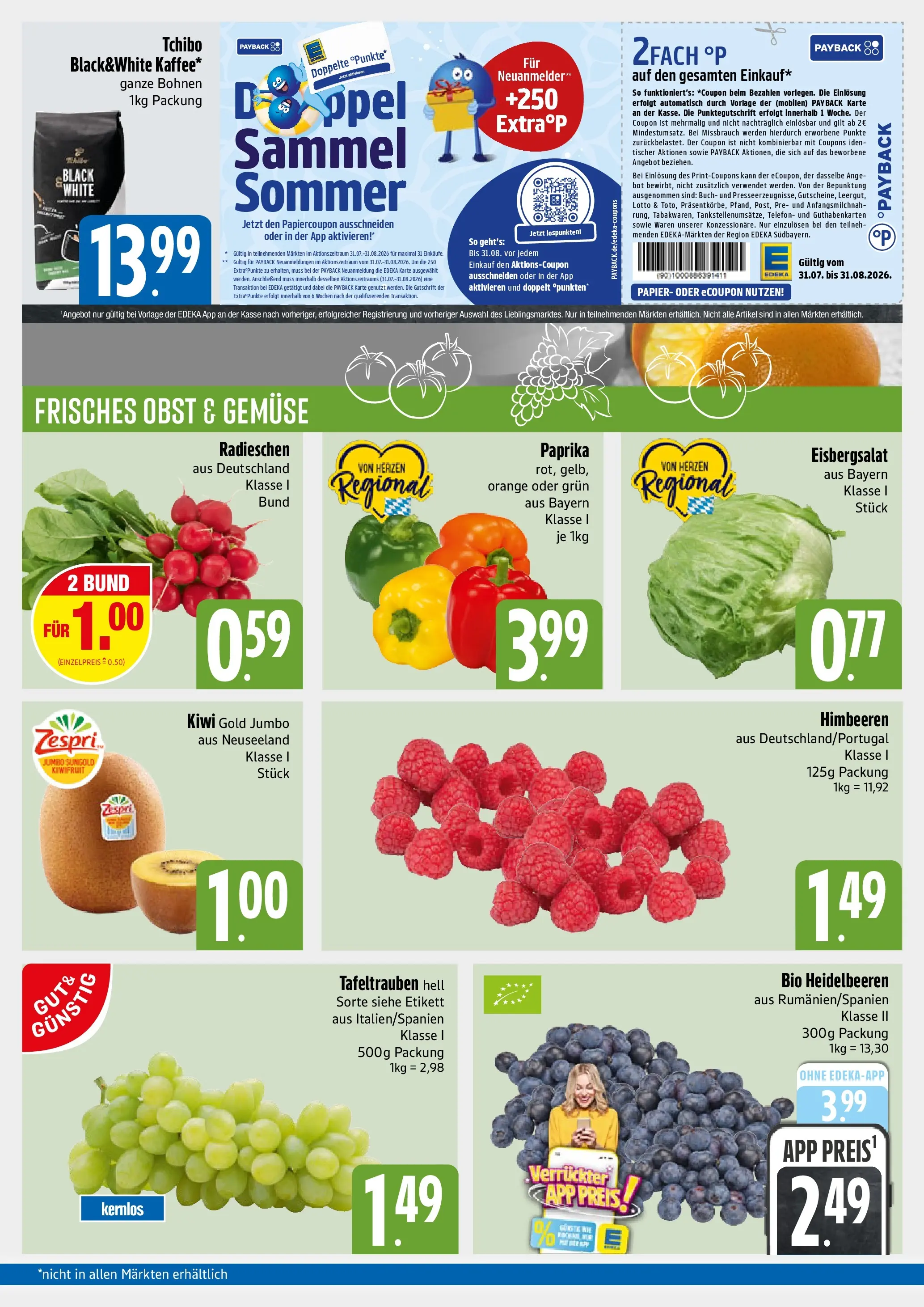 Angebote - E xpress: Wochenangebote (ab 03.08.2026) zum Blättern | Seite: 3 | Produkte: Himbeeren, Eisbergsalat, Paprika, Obst