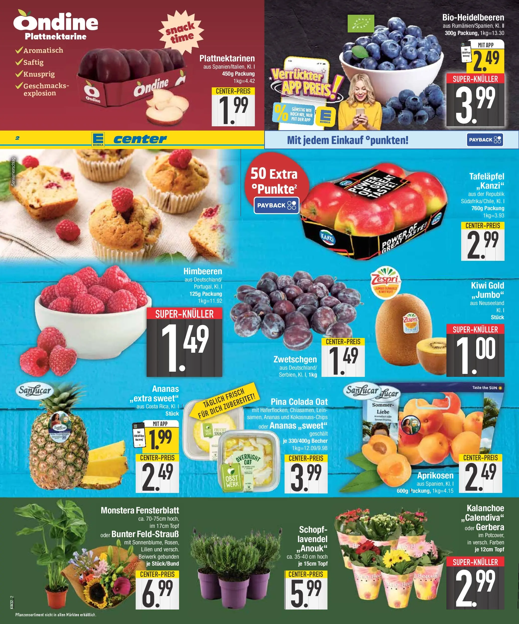 E center Prospekt Bad Reichenhall (ab 03.08.2026) zum Blättern | Seite: 2 | Produkte: Ananas, Obst, Lavendel, Kiwi