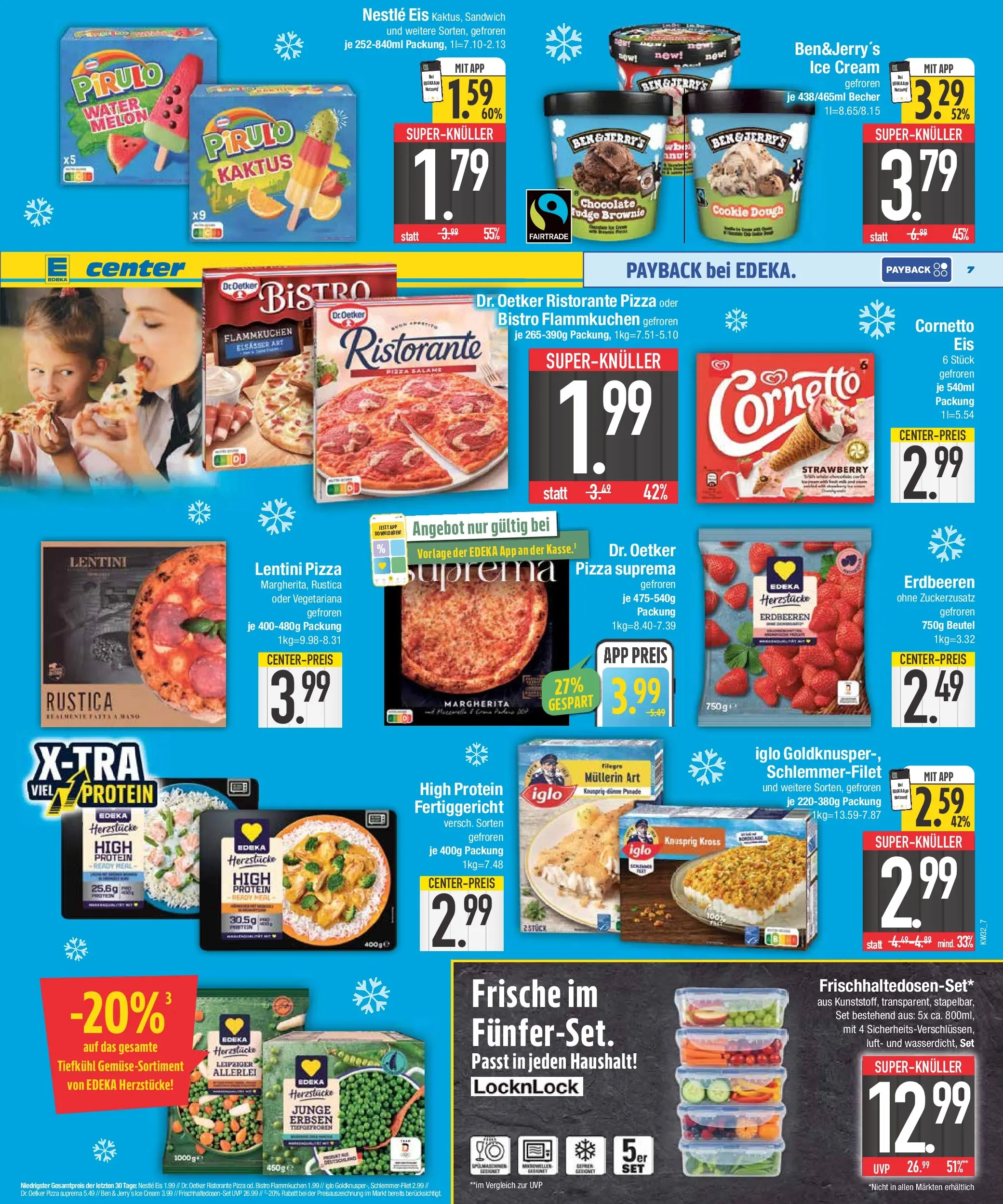 E center Prospekt Bad Reichenhall (ab 03.08.2026) zum Blättern | Seite: 7 | Produkte: Iglo, Pizza, Erdbeeren, Eis
