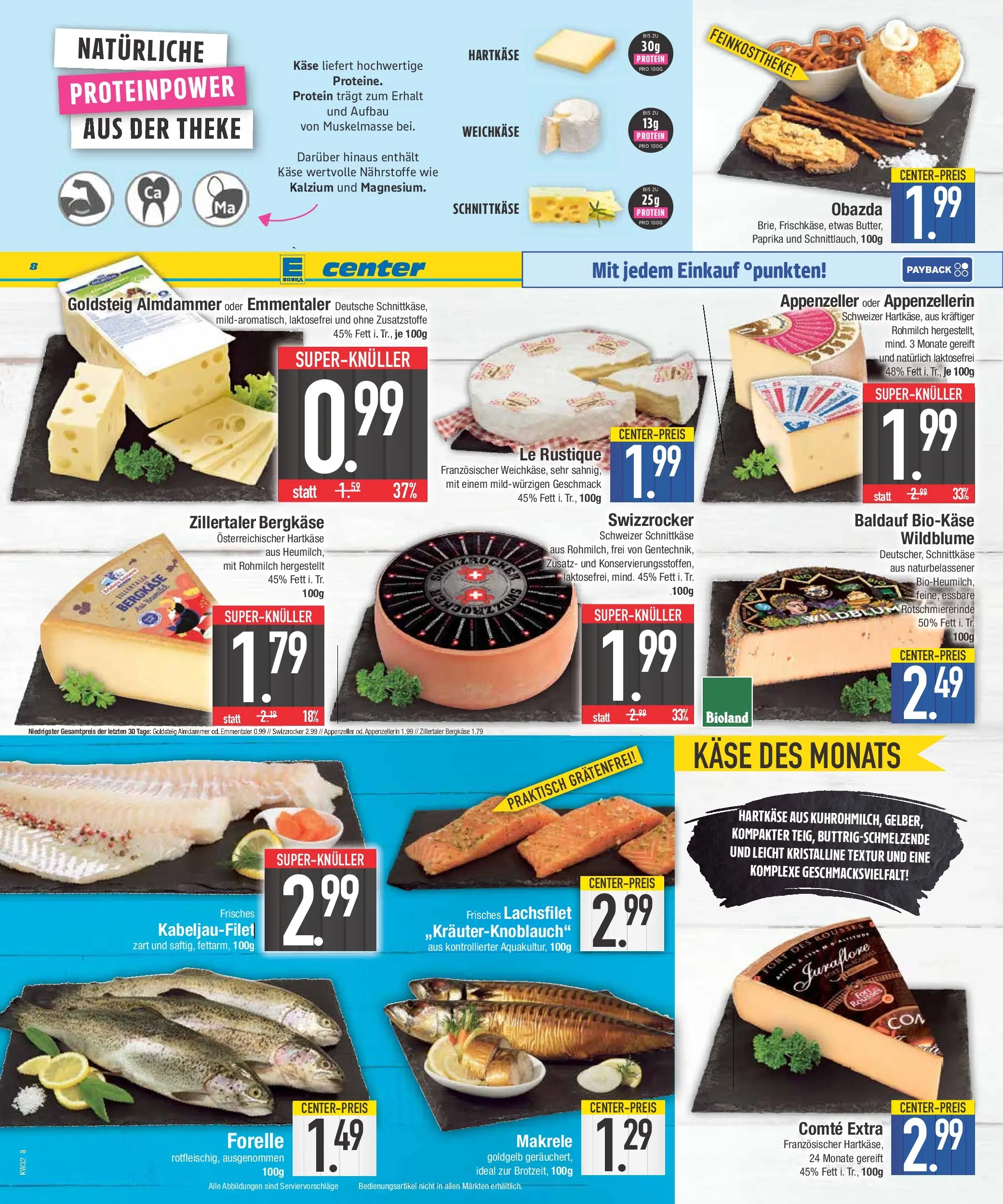 E center Prospekt Bad Reichenhall (ab 03.08.2026) zum Blättern | Seite: 8 | Produkte: Käse, Theke, Paprika