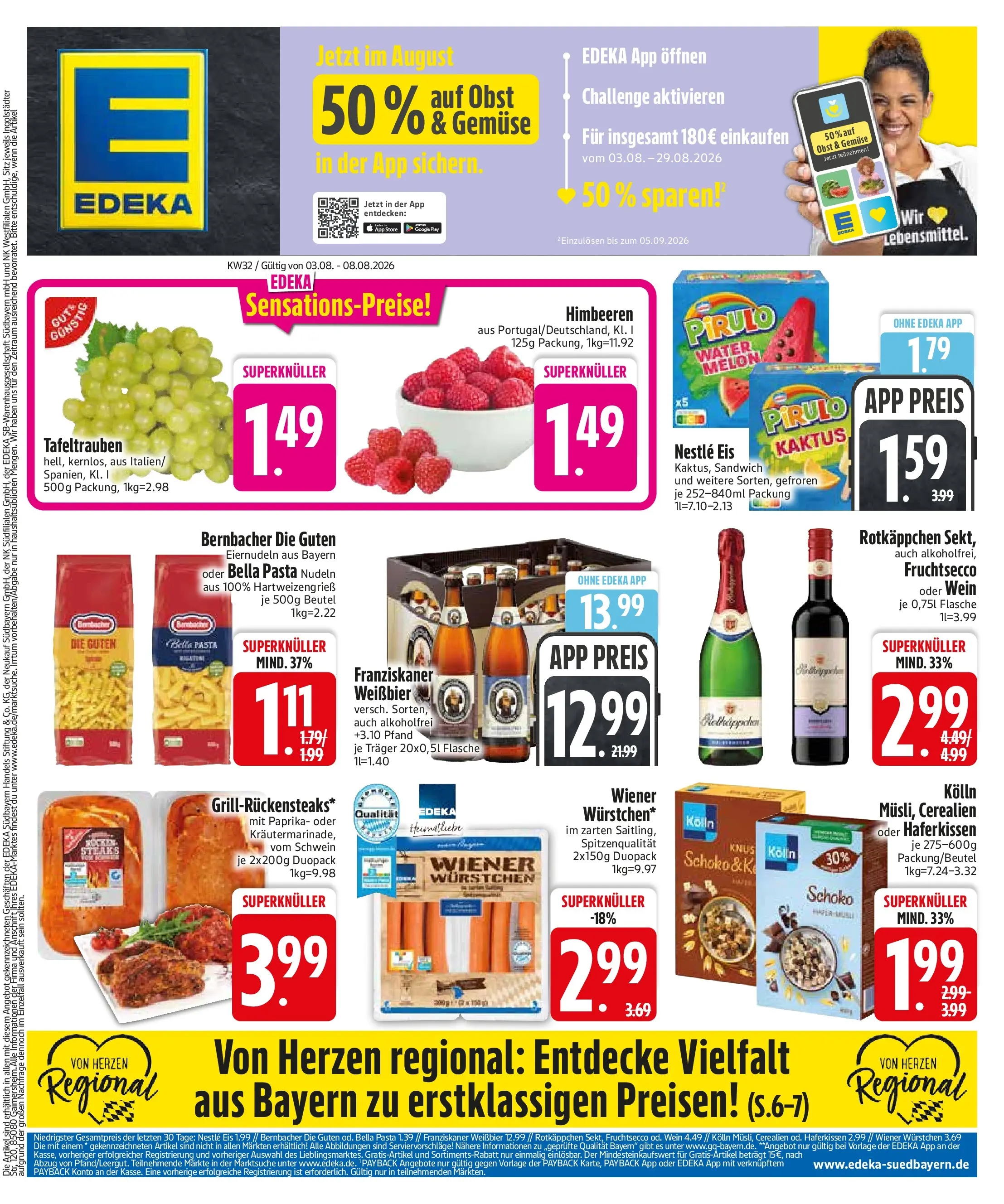 Edeka Prospekt Sauerlach (ab 03.08.2026) » Angebote Online | Seite: 3 | Produkte: Fruchtsecco, Paprika, Obst, Rotkäppchen