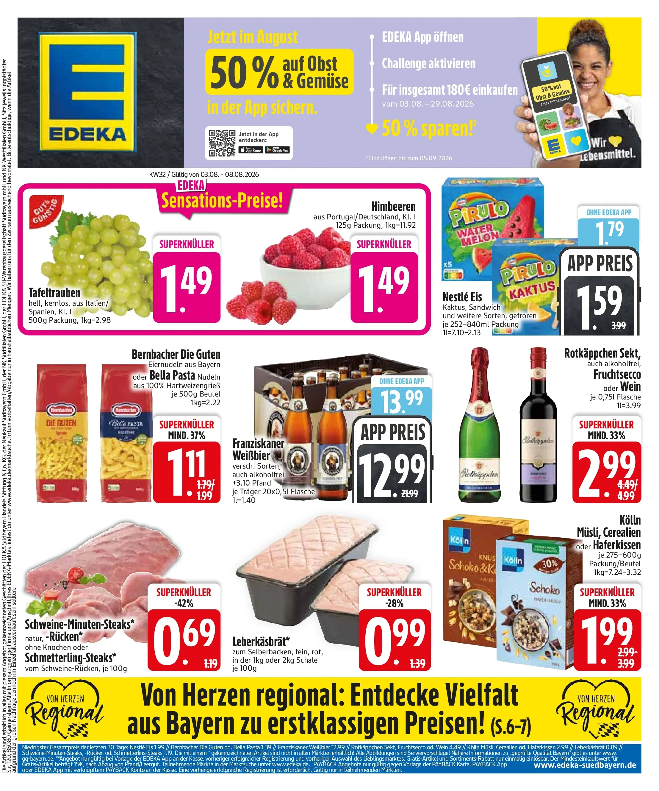 Edeka Prospekt Erdweg (ab 03.08.2026) » Angebote Online | Seite: 3 | Produkte: Himbeeren, Weißbier, Pasta, Nudeln