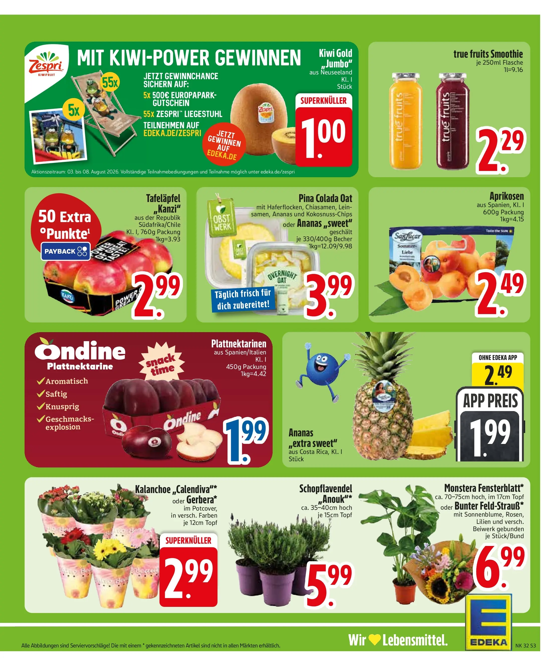 Edeka Prospekt Wackersdorf (ab 03.08.2026) » Angebote Online | Seite: 5 | Produkte: Liegestuhl, Ananas, Obst, Kiwi