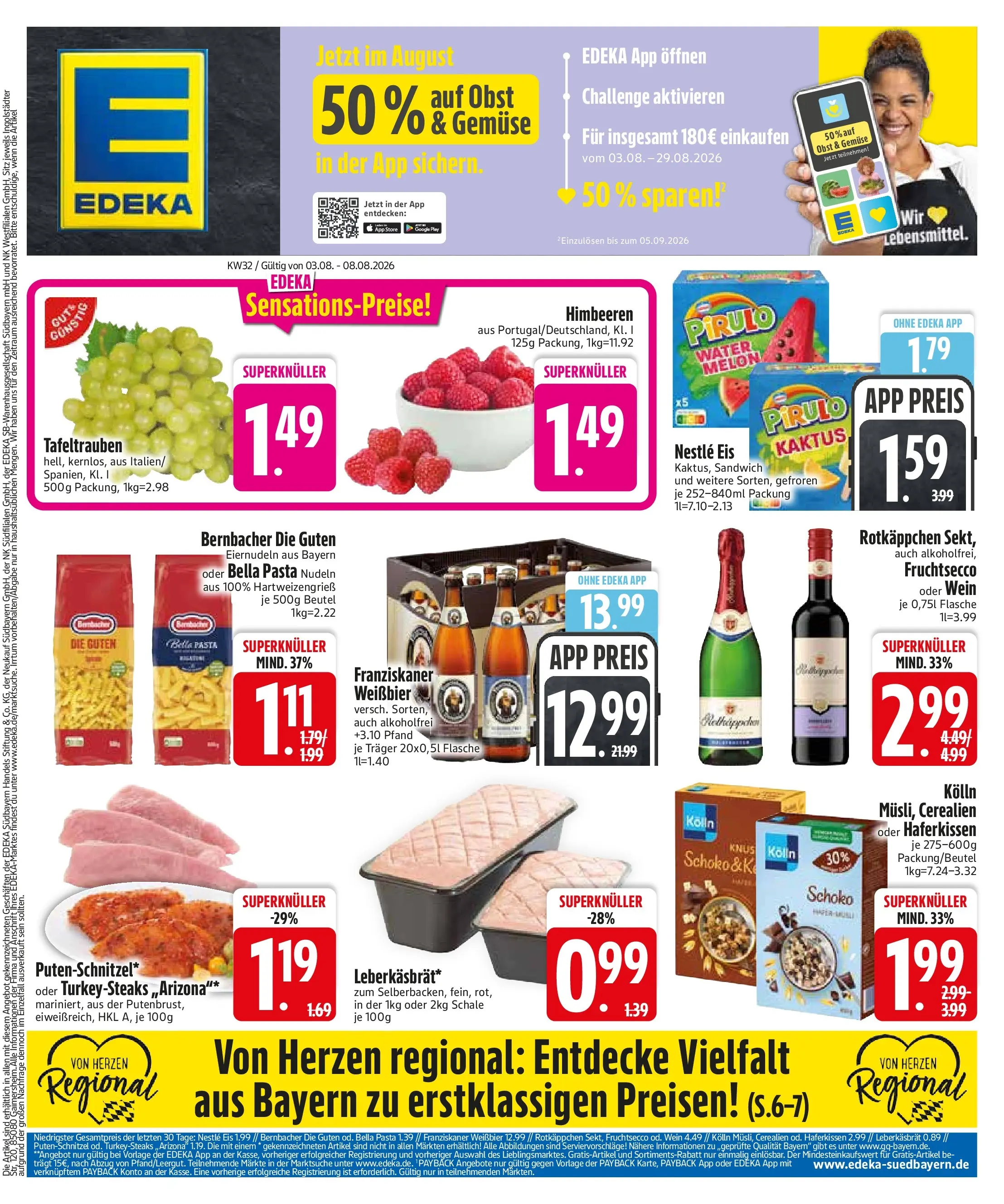 Edeka Prospekt Wackersdorf (ab 03.08.2026) » Angebote Online | Seite: 3 | Produkte: Kolln, Rotkäppchen, Wein, Nudeln