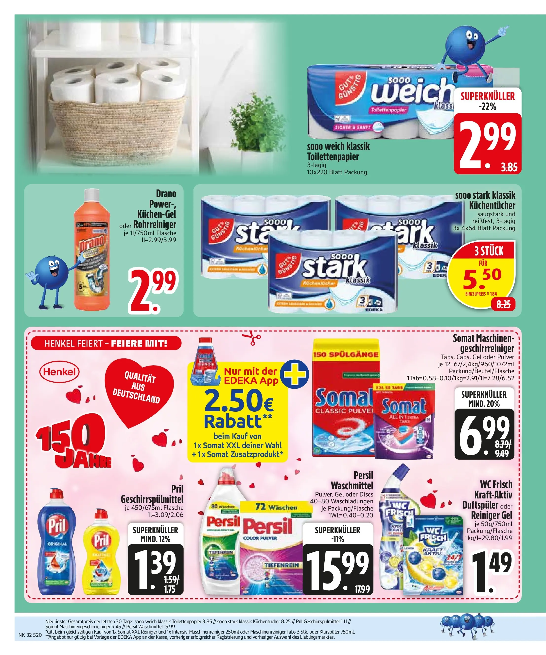 Edeka Prospekt Wackersdorf (ab 03.08.2026) » Angebote Online | Seite: 22 | Produkte: Klarspüler, Wc frisch, Geschirrspülmittel, Toilettenpapier