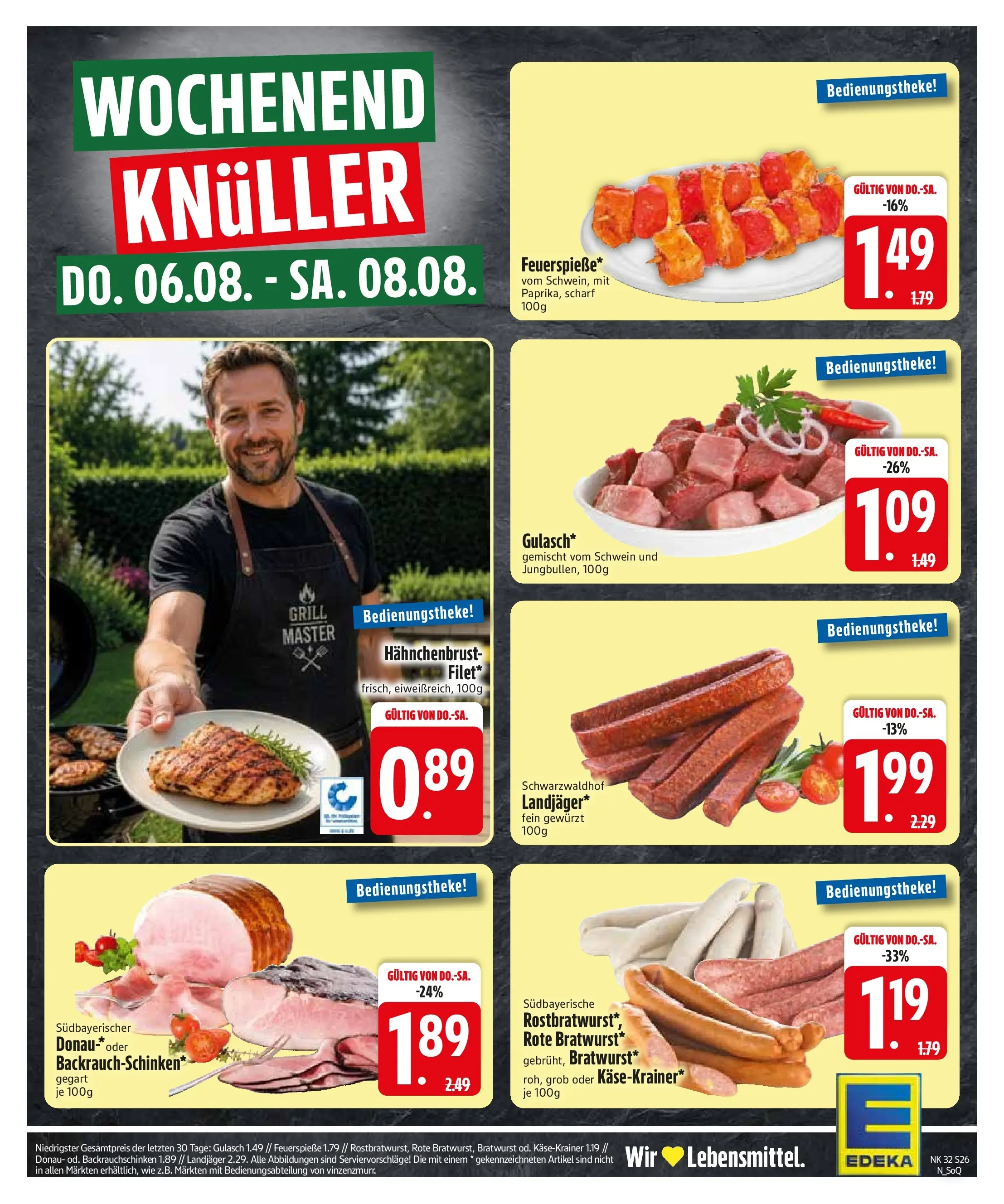 Edeka Prospekt Wackersdorf (ab 03.08.2026) » Angebote Online | Seite: 28 | Produkte: Grill, Bratwurst, Käsekrainer, Gulasch