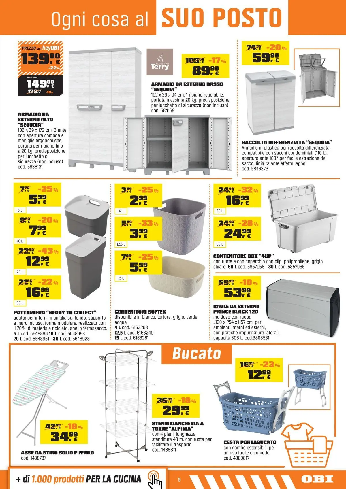 Nuovo OBI - Nati per fare estate dal 30/07/2026 > offerte anteprima 🛍️ | Pagina: 5 | Prodotti: Stendibiancheria, Baule, Pattumiera, Contenitore