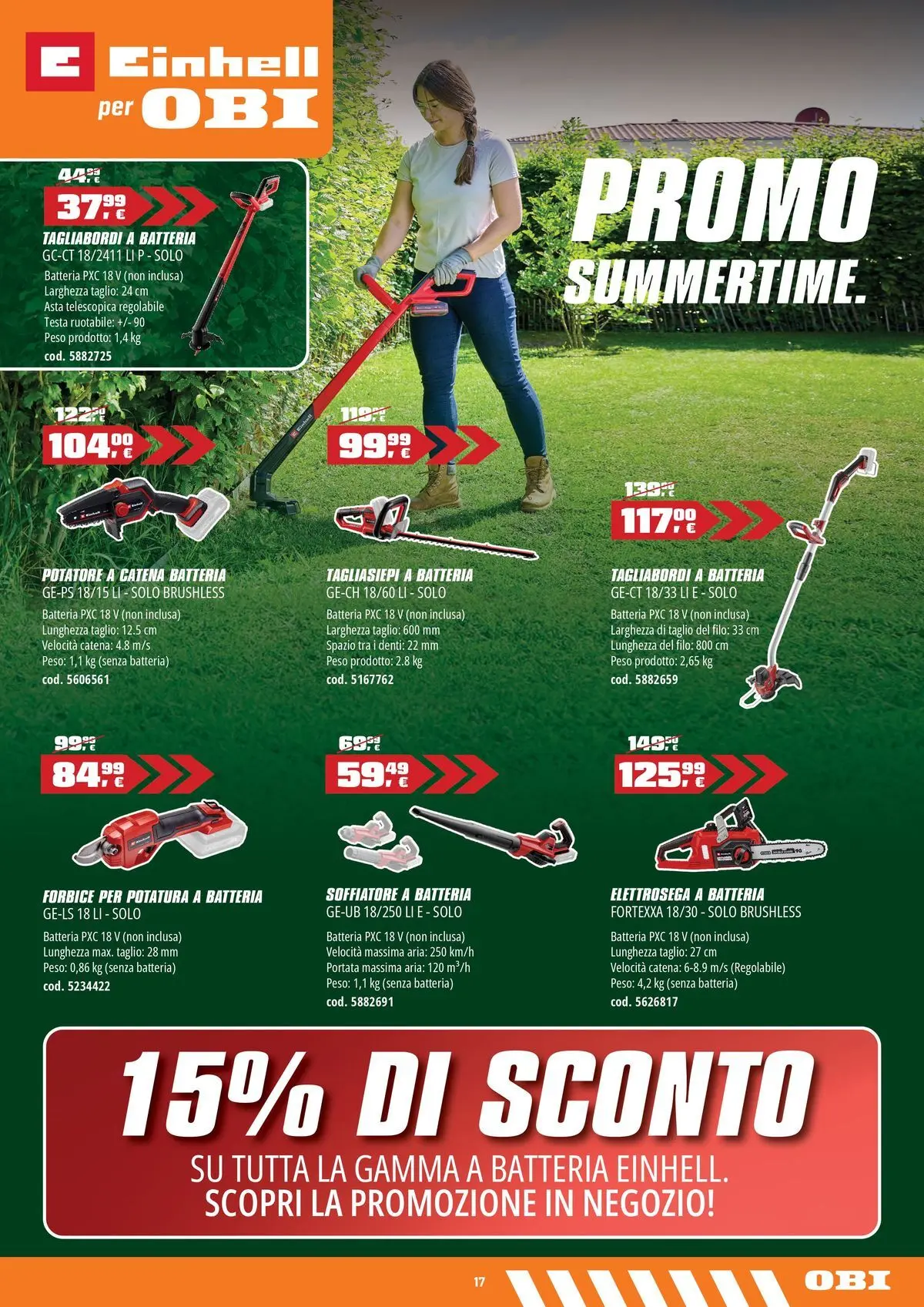 Nuovo OBI - Nati per fare estate dal 30/07/2026 > offerte anteprima 🛍️ | Pagina: 17 | Prodotti: Tagliasiepi, Forbice, Batteria