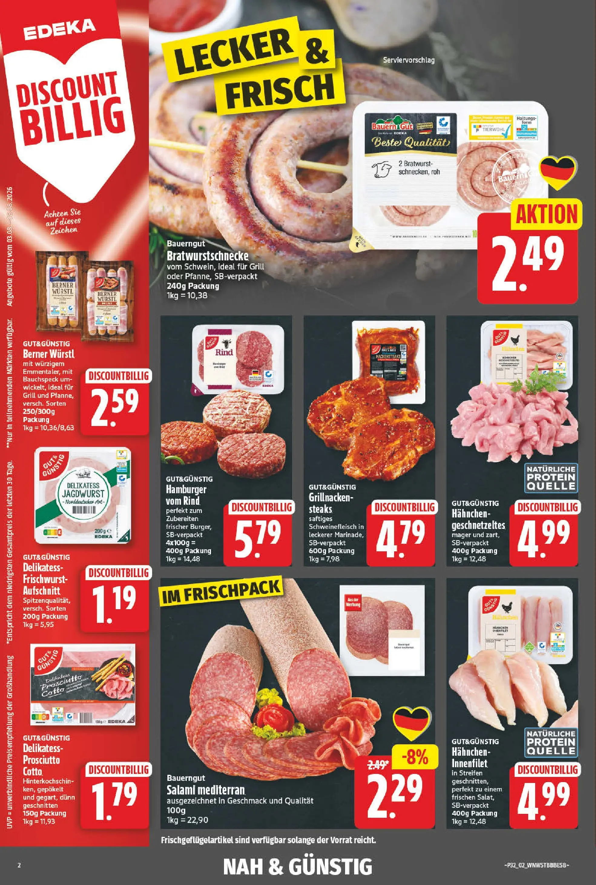 Angebote - Wochenangebote (ab 03.08.2026) zum Blättern | Seite: 2 | Produkte: Grill, Bauerngut, Salami, Schweinefleisch