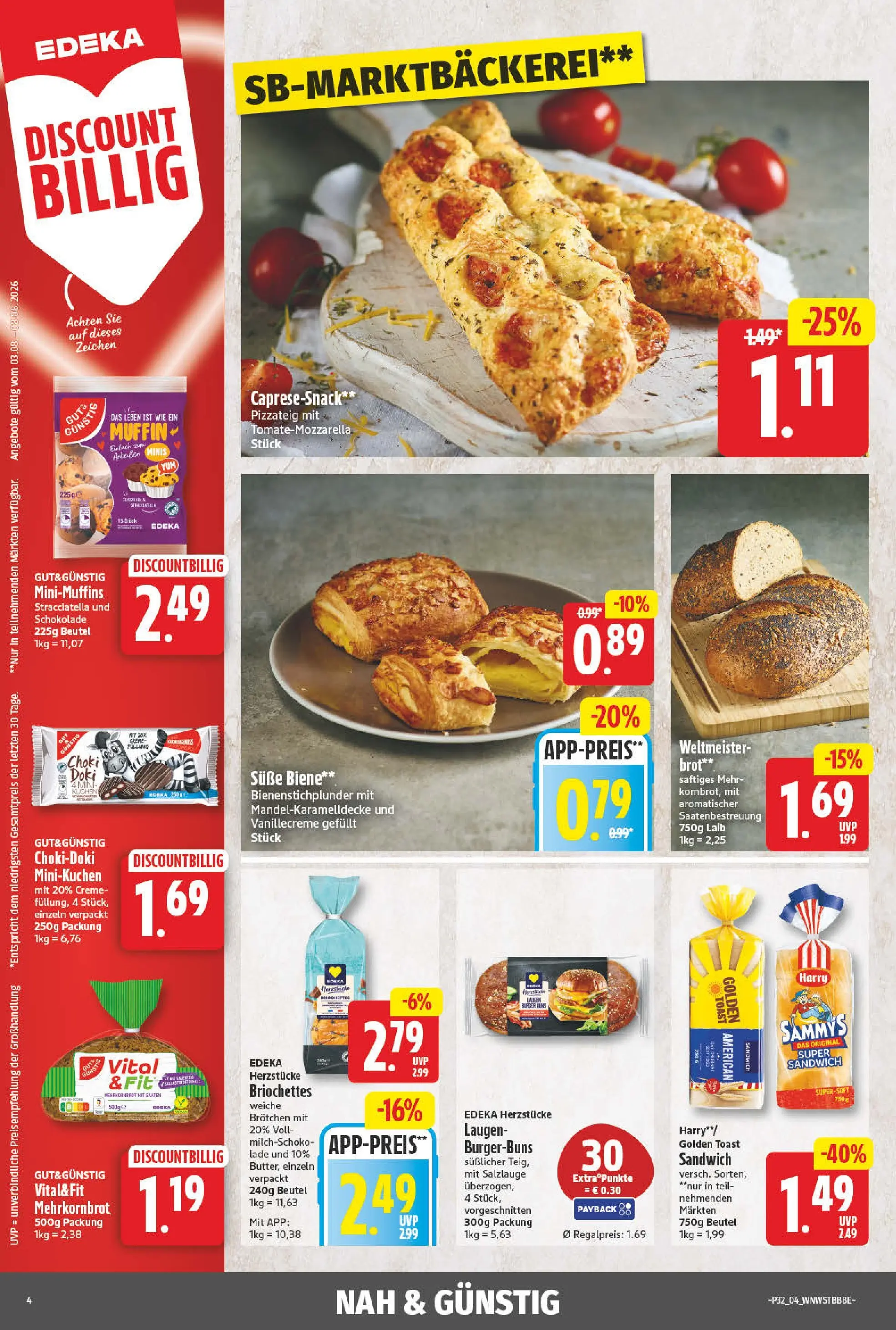 Angebote - Wochenangebote (ab 03.08.2026) zum Blättern | Seite: 4 | Produkte: Toast, Schokolade, Creme, Kuchen