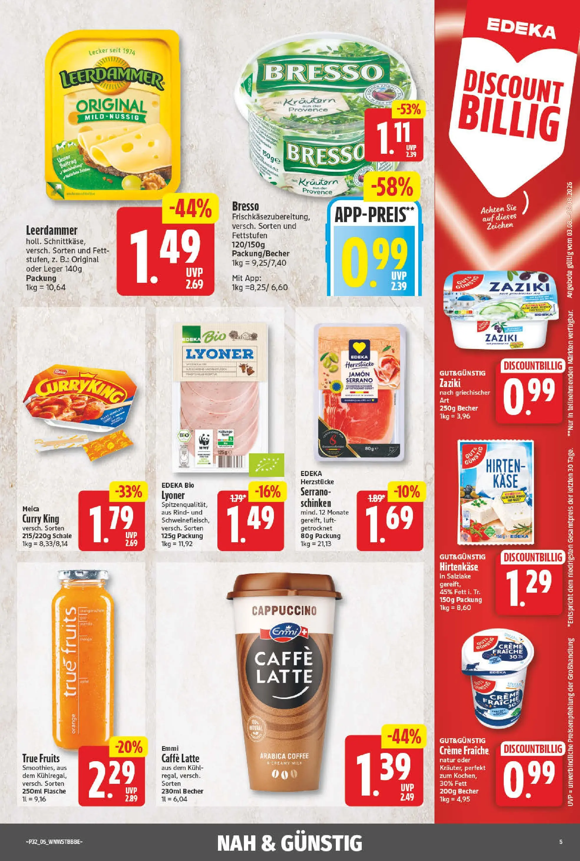 Angebote - Wochenangebote (ab 03.08.2026) zum Blättern | Seite: 5 | Produkte: Käse, Bresso, Leerdammer, Creme