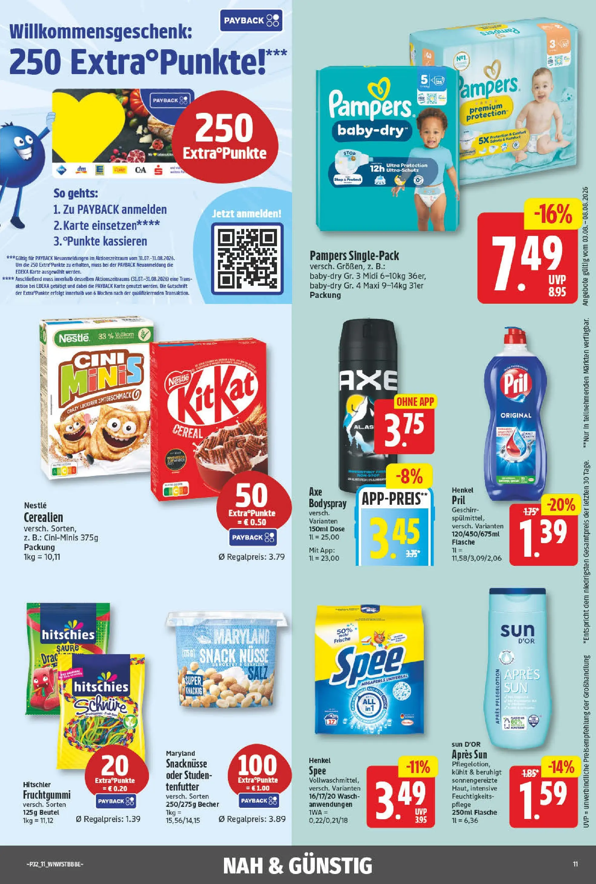 Angebote - Wochenangebote (ab 03.08.2026) zum Blättern | Seite: 11 | Produkte: Pampers, Spee, Pril, Nüsse