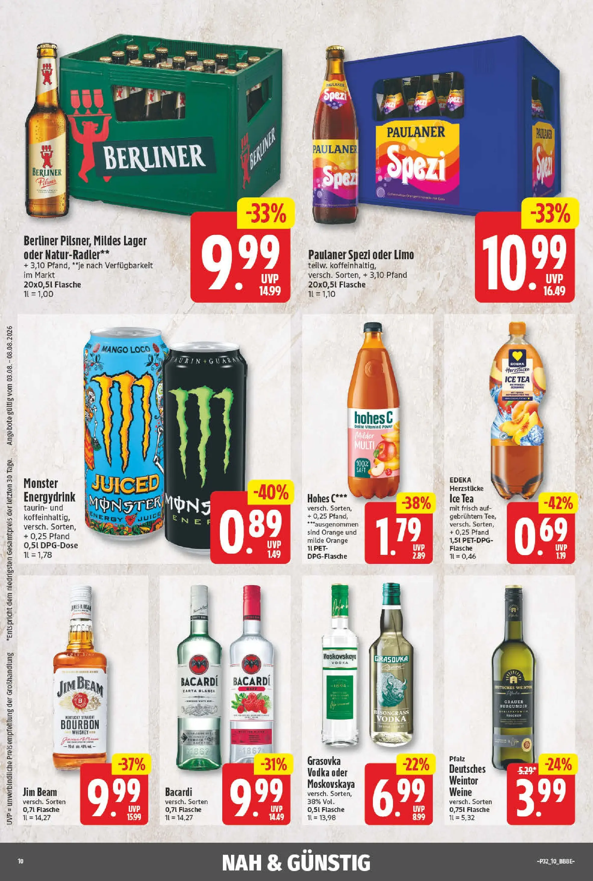 Angebote - Wochenangebote (ab 03.08.2026) zum Blättern | Seite: 10 | Produkte: Berliner, Jim beam, Hohes c, Whiskey
