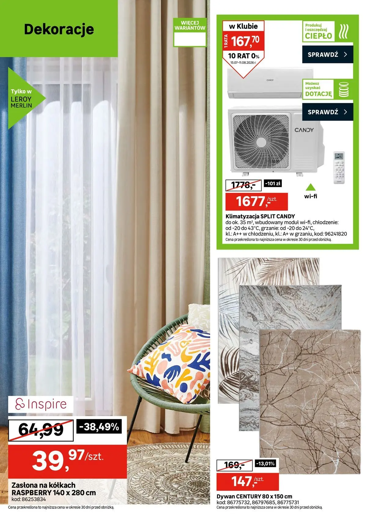 Leroy Merlin - Udany remont z Leroy Merlin! od (29.07.2026 - 11.08.2026) | Strona: 8 | Produkty: Klimatyzacja, Dywan