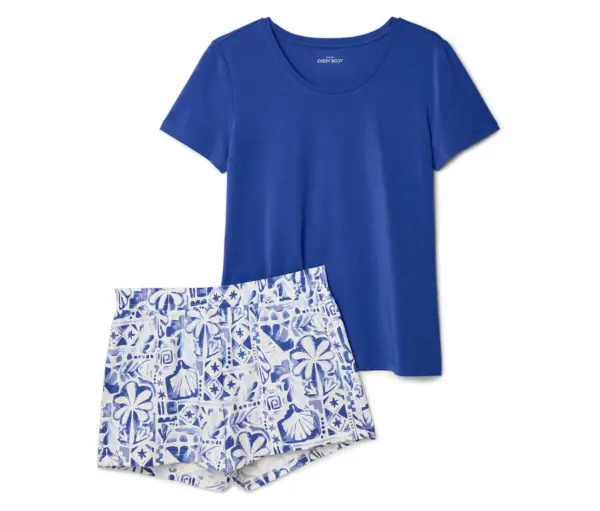 Shorty-Pyjama-Set, royal blau