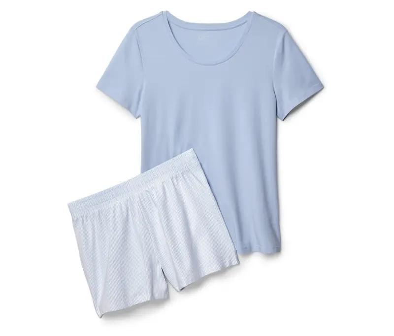Shorty-Pyjama-Set, hellblau