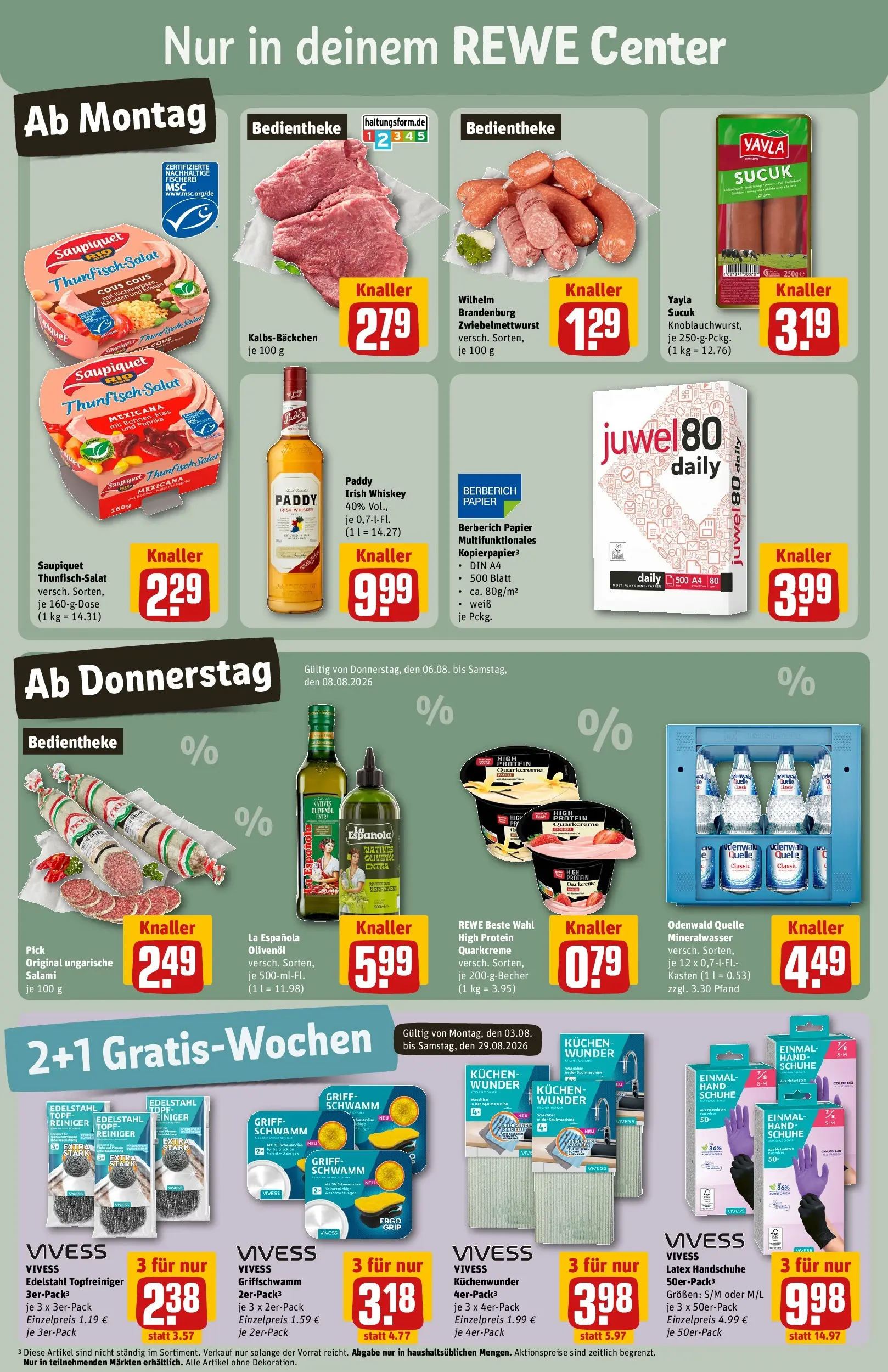 REWE Prospekt ab 03.08.2026 zum Blättern » Angebote | Seite: 3 | Produkte: Olivenol, Paprika, Kuchen, Salat