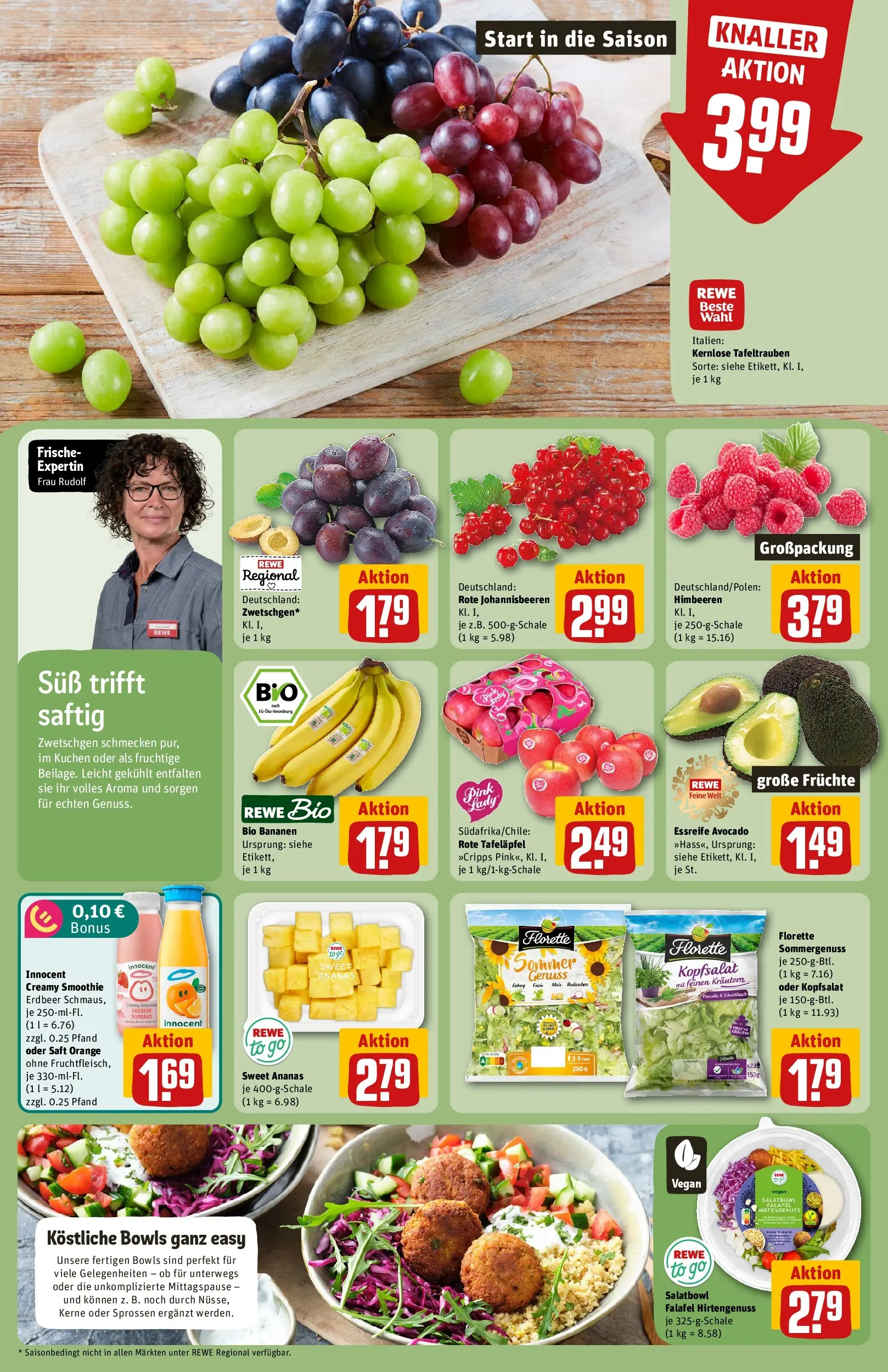 REWE Prospekt ab 03.08.2026 zum Blättern » Angebote | Seite: 6 | Produkte: Himbeeren, Bananen, Avocado, Kuchen