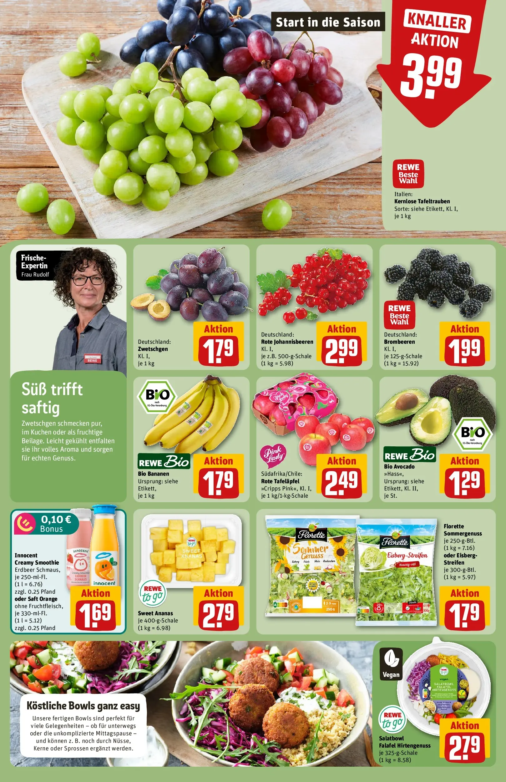 REWE Prospekt ab 03.08.2026 zum Blättern » Angebote | Seite: 6 | Produkte: Bananen, Ananas, Zwetschgen, Kuchen