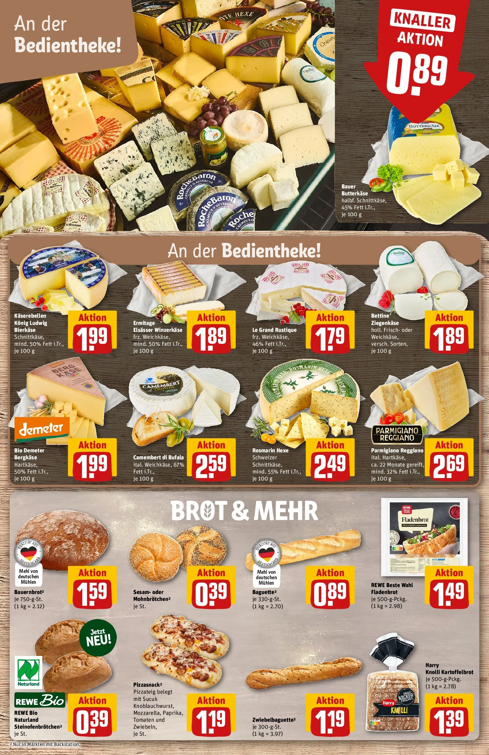 REWE Prospekt ab 03.08.2026 zum Blättern » Angebote | Seite: 13 | Produkte: Mehl, Käse, Ziegenkäse, Brot