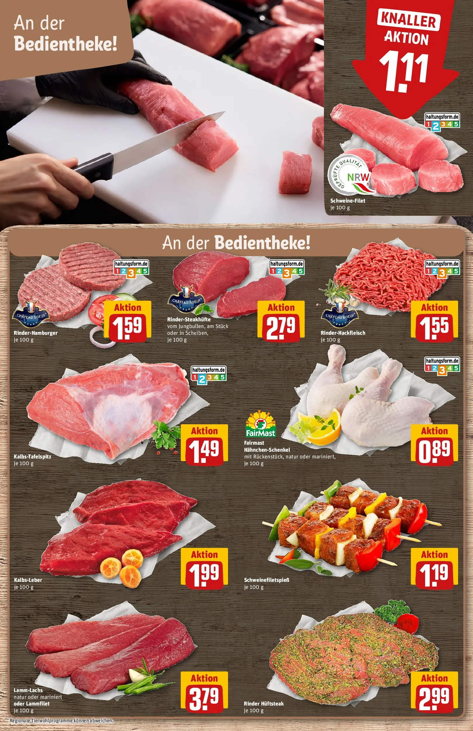 REWE Prospekt ab 03.08.2026 zum Blättern » Angebote | Seite: 8 | Produkte: Hahnchenschenkel, Kalbsleber, Schweinefilet