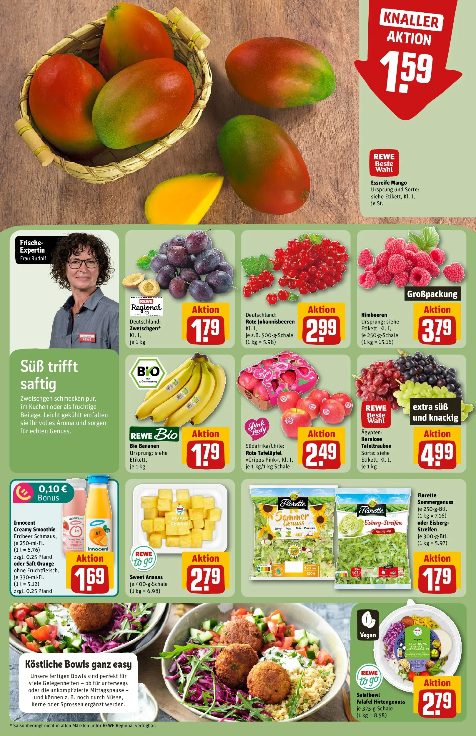 REWE Prospekt ab 03.08.2026 zum Blättern » Angebote | Seite: 6 | Produkte: Bananen, Zwetschgen, Mango, Kuchen