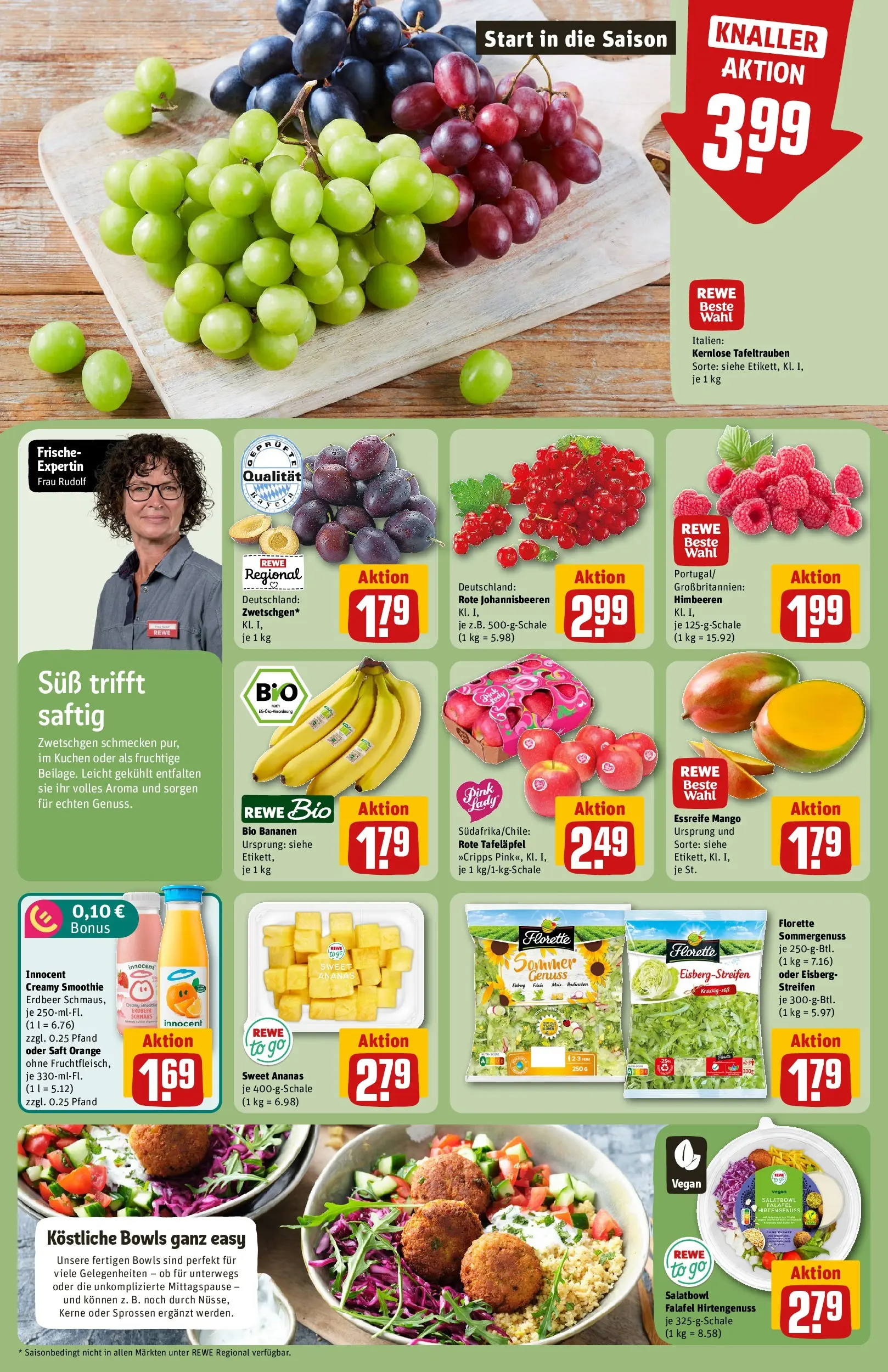 REWE Prospekt ab 03.08.2026 zum Blättern » Angebote | Seite: 6 | Produkte: Himbeeren, Bananen, Ananas, Zwetschgen