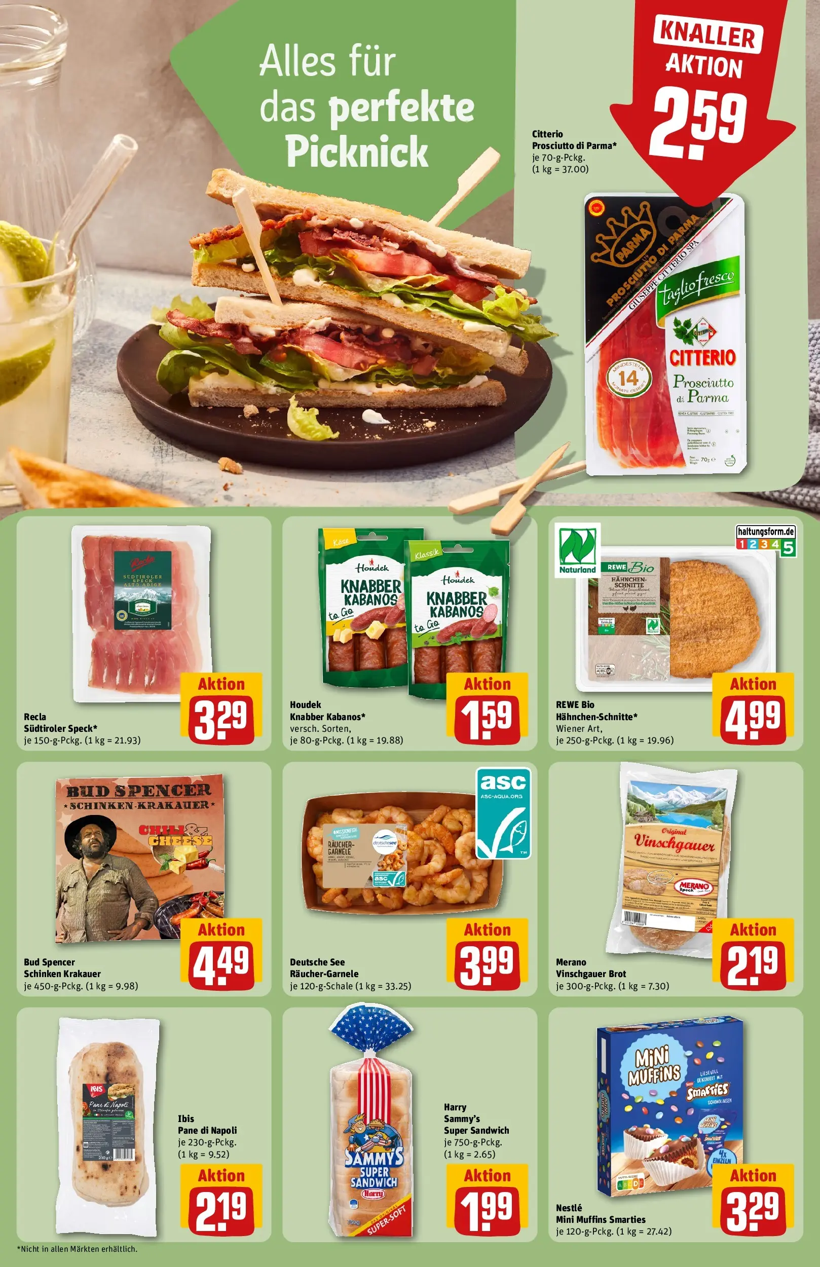 REWE Prospekt ab 03.08.2026 zum Blättern » Angebote | Seite: 16 | Produkte: Hahnchen, Smarties, Brot, Schinken