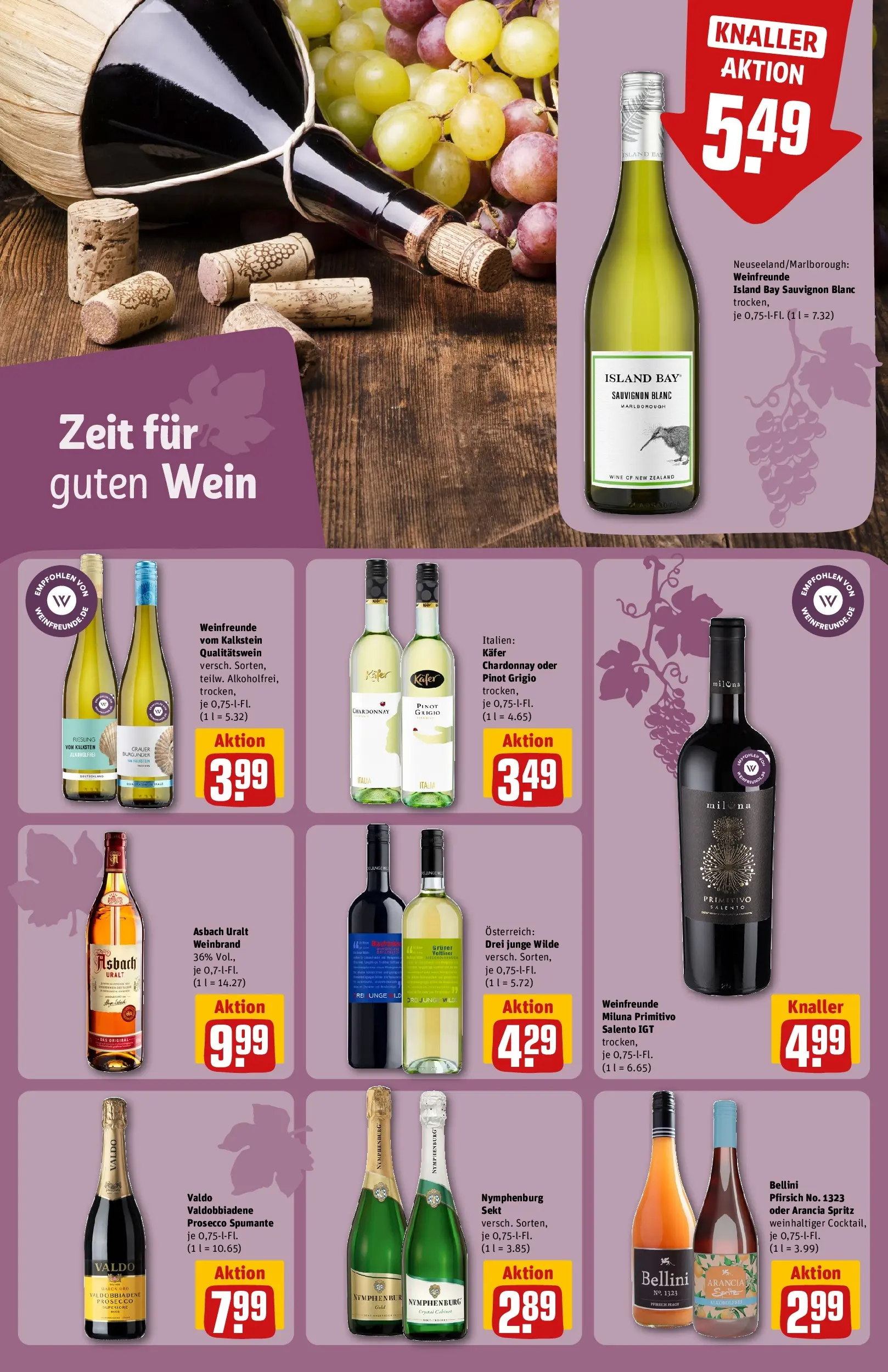 REWE Prospekt ab 03.08.2026 zum Blättern » Angebote | Seite: 19 | Produkte: Sekt, Pfirsich, Wein, Asbach