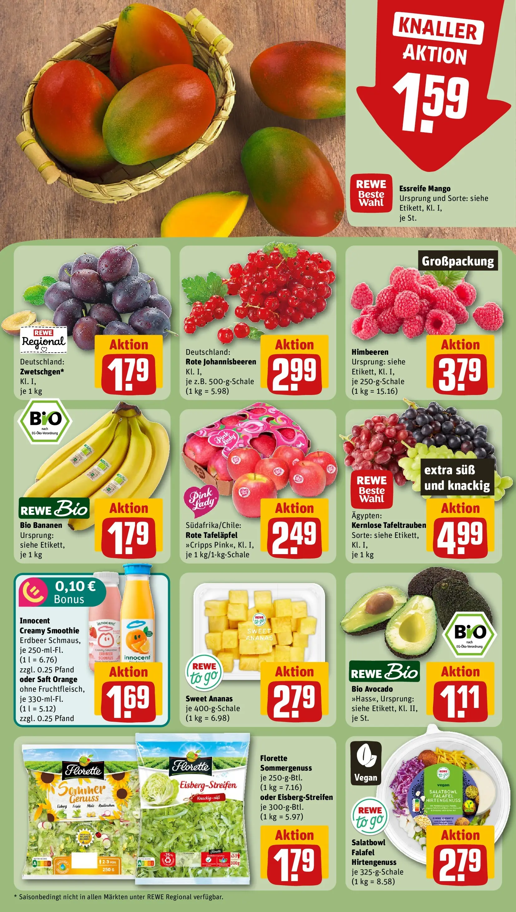 REWE Prospekt ab 03.08.2026 zum Blättern » Angebote | Seite: 6 | Produkte: Bananen, Ananas, Avocado, Mango