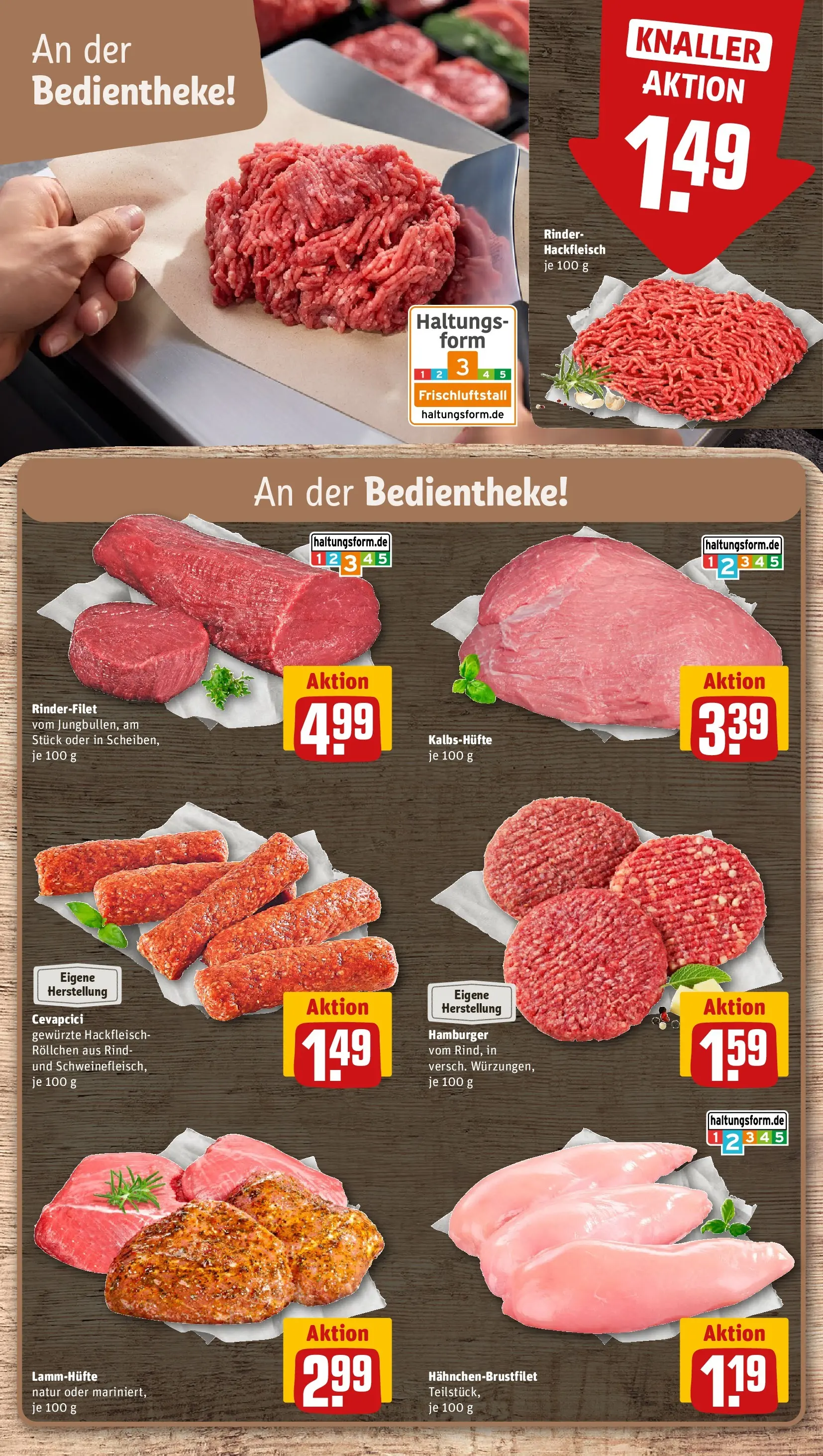 REWE Prospekt ab 03.08.2026 zum Blättern » Angebote | Seite: 8 | Produkte: Rinderfilet, Cevapcici, Hackfleisch