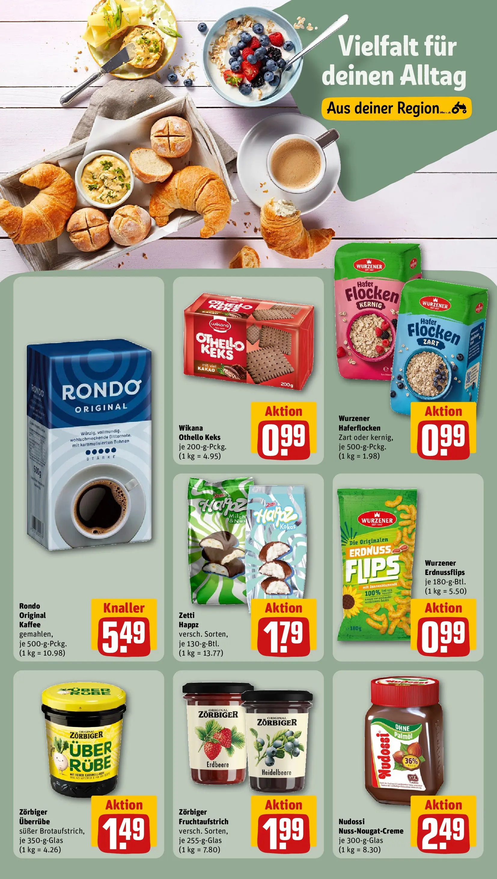 REWE Prospekt ab 03.08.2026 zum Blättern » Angebote | Seite: 12 | Produkte: Kaffee, Sonnenblumenol, Flocken