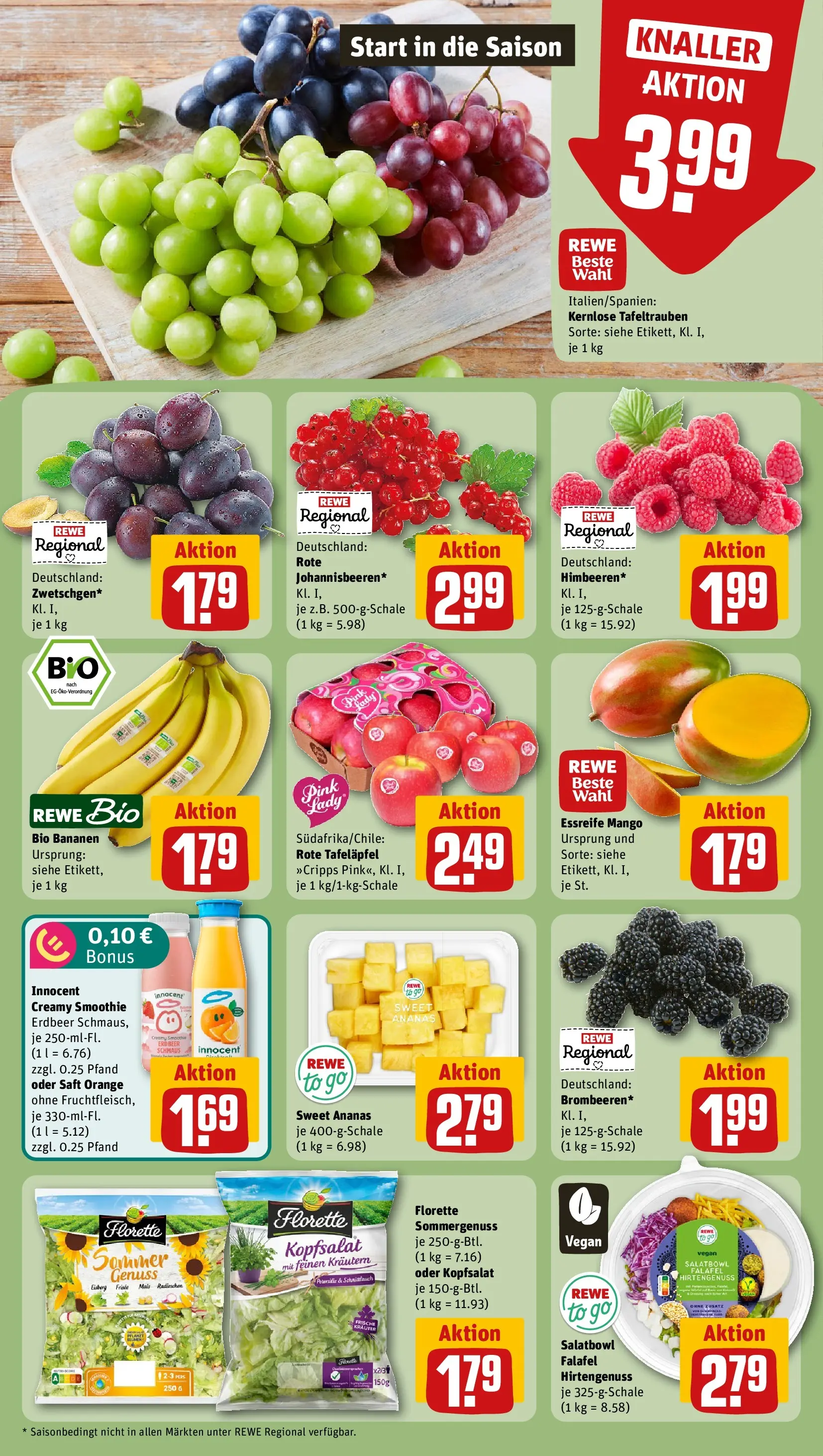 REWE Prospekt ab 03.08.2026 zum Blättern » Angebote | Seite: 6 | Produkte: Bananen, Ananas, Mango, Saft