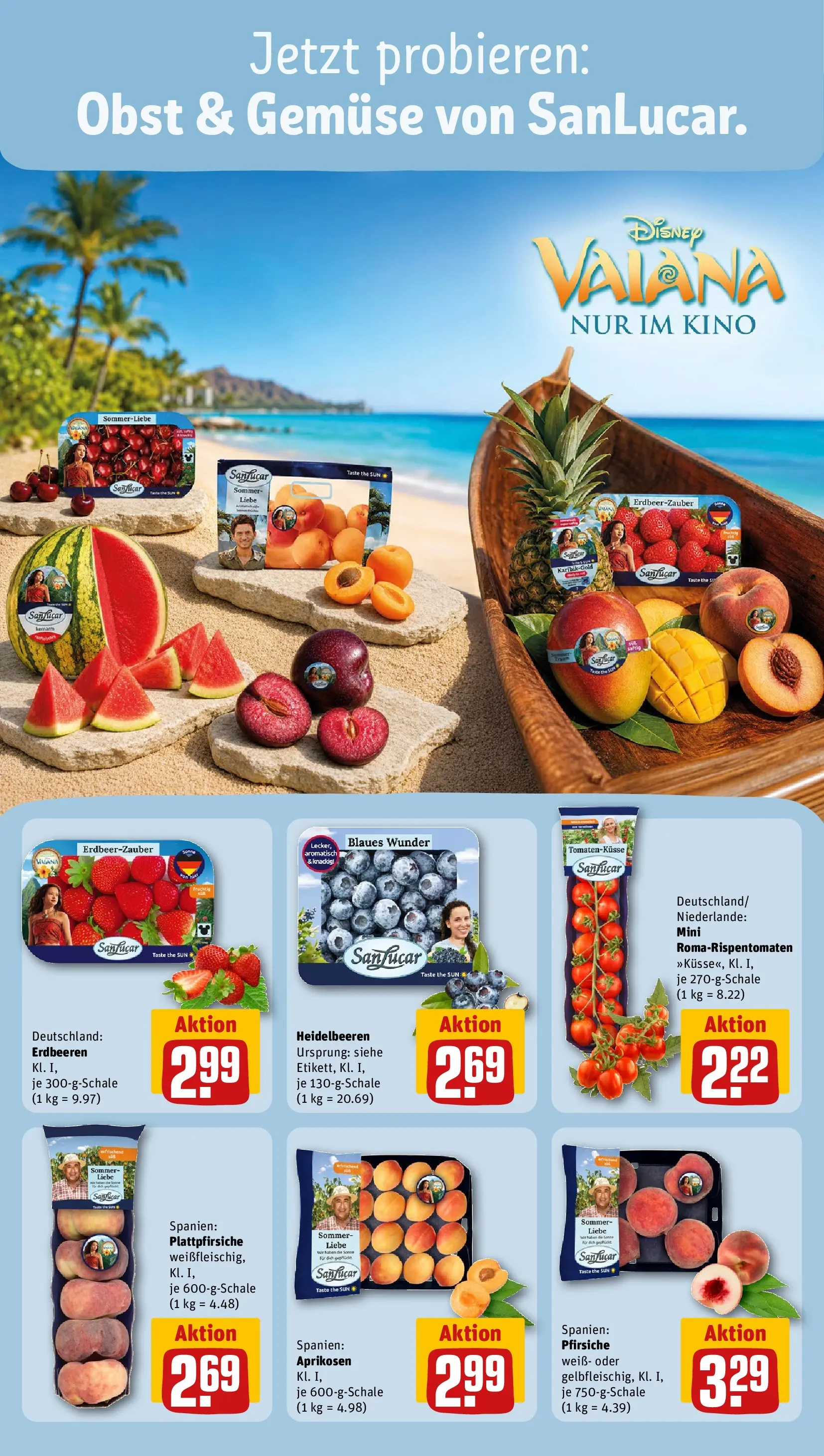 REWE Prospekt ab 03.08.2026 zum Blättern » Angebote | Seite: 8 | Produkte: Heidelbeeren, Gemüse, Obst, Erdbeeren